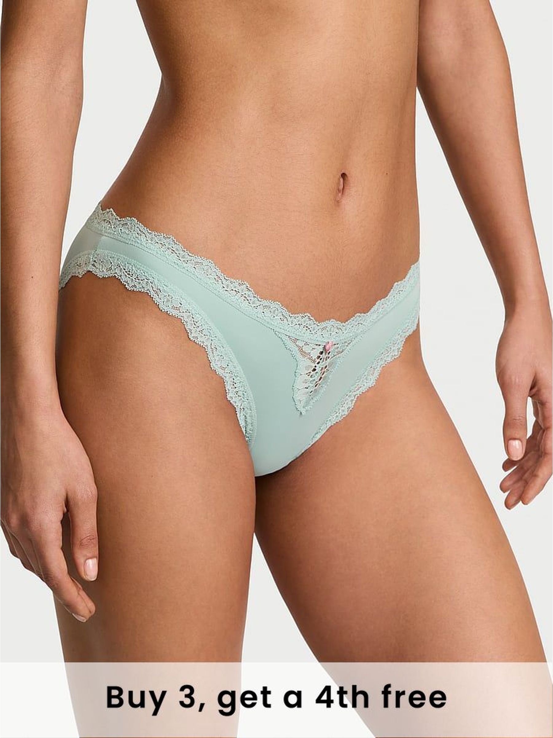 Silent Green Lace Trim Bikini Knickers (W50337) | £14