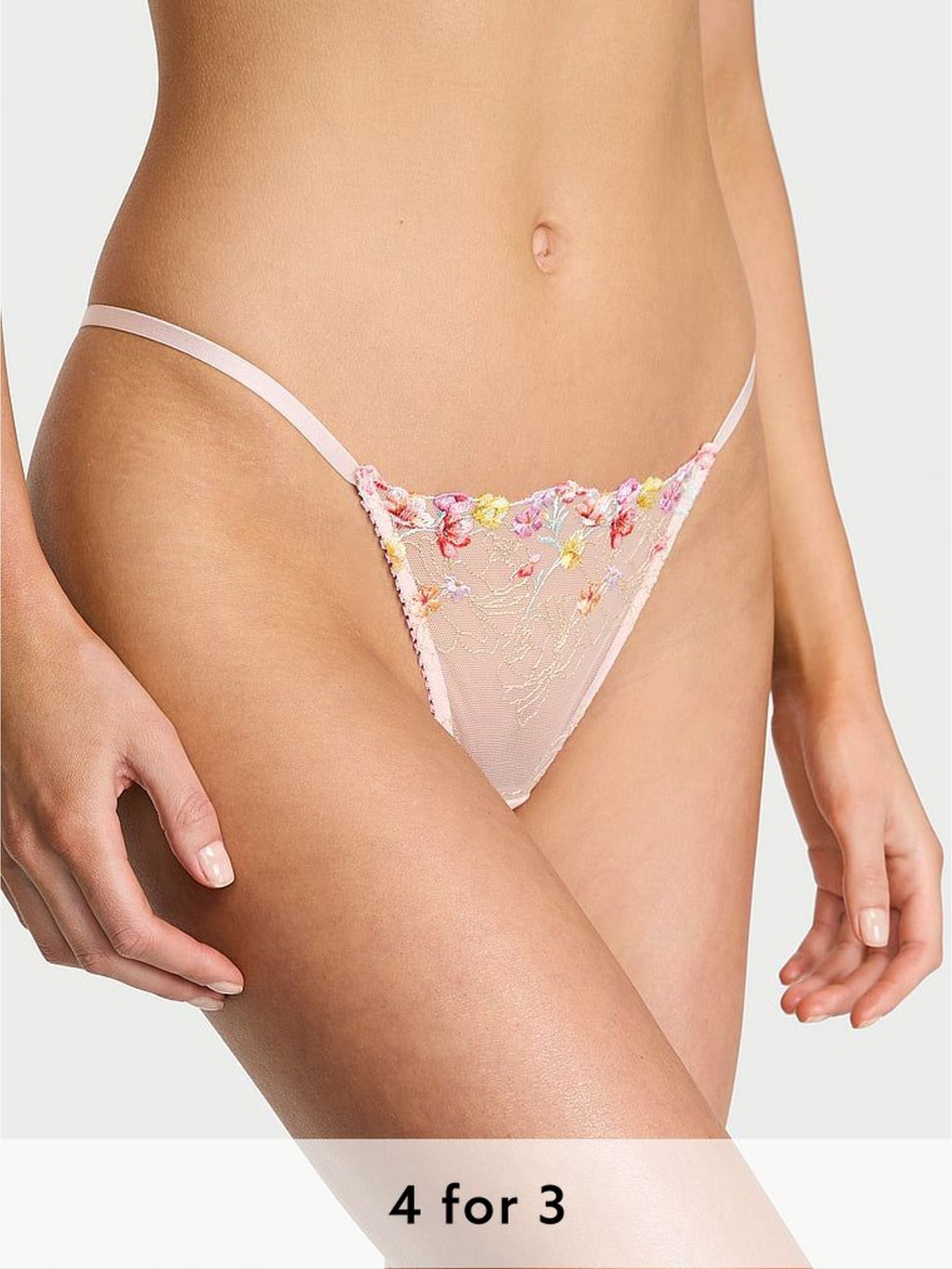 Bloom Pink G String Wildflower Embroidery Knickers (W50389) | £20