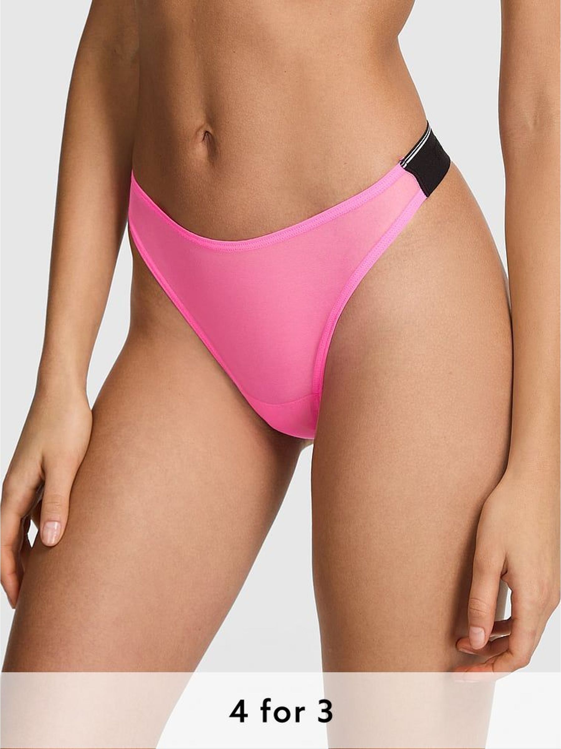 Radiant Rose Pink Thong Logo Knickers (W50481) | £9