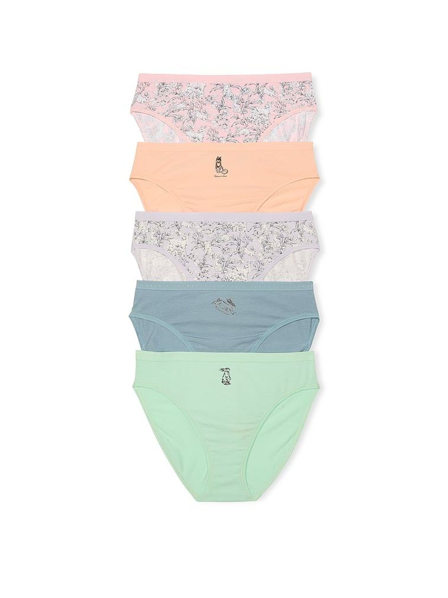 Pink/Orange/Blue/Green Brief Logo 5 Pack Knickers (W50564) | £27