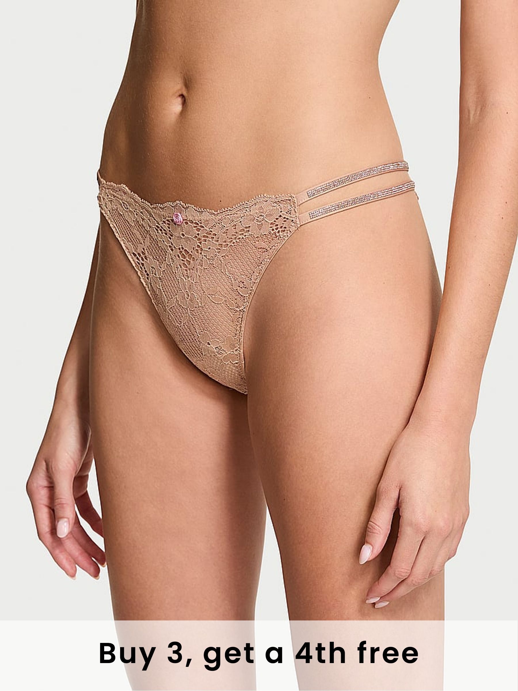 Praline Nude Brazilian Twinkle Strap Lace Knickers (W50596) | £20