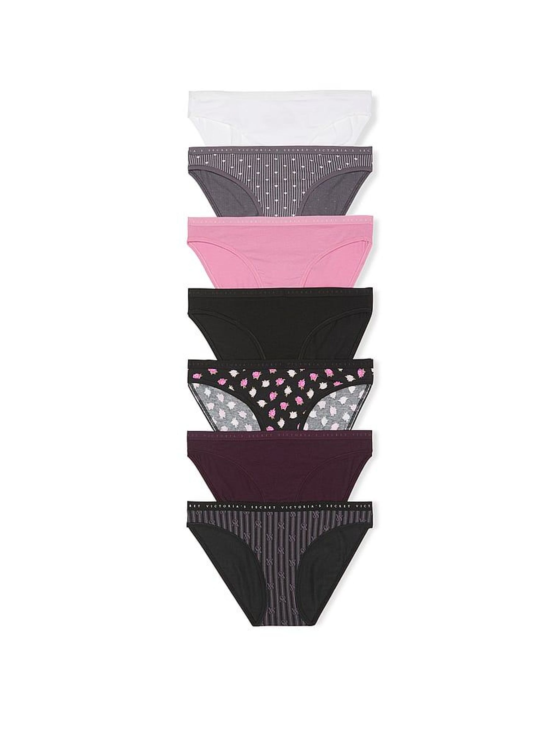 White/Grey/Pink/Black Bikini 7 Pack Logo Knickers (W50600) | £35