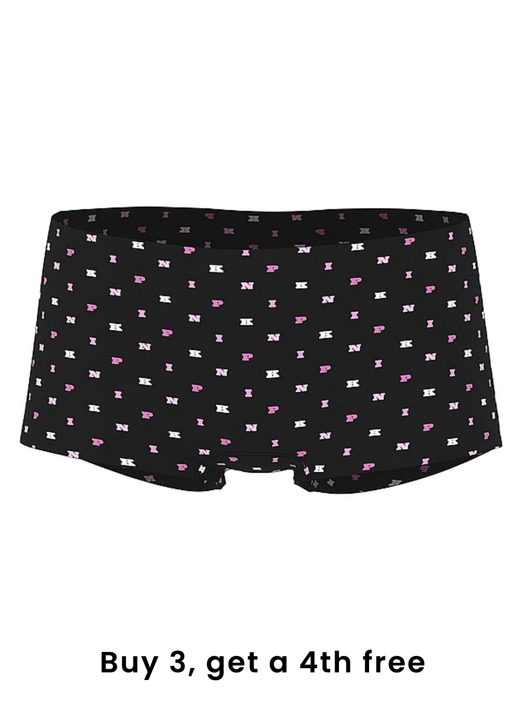 Black PINK Print Short No Show Knickers (W50609) | £9