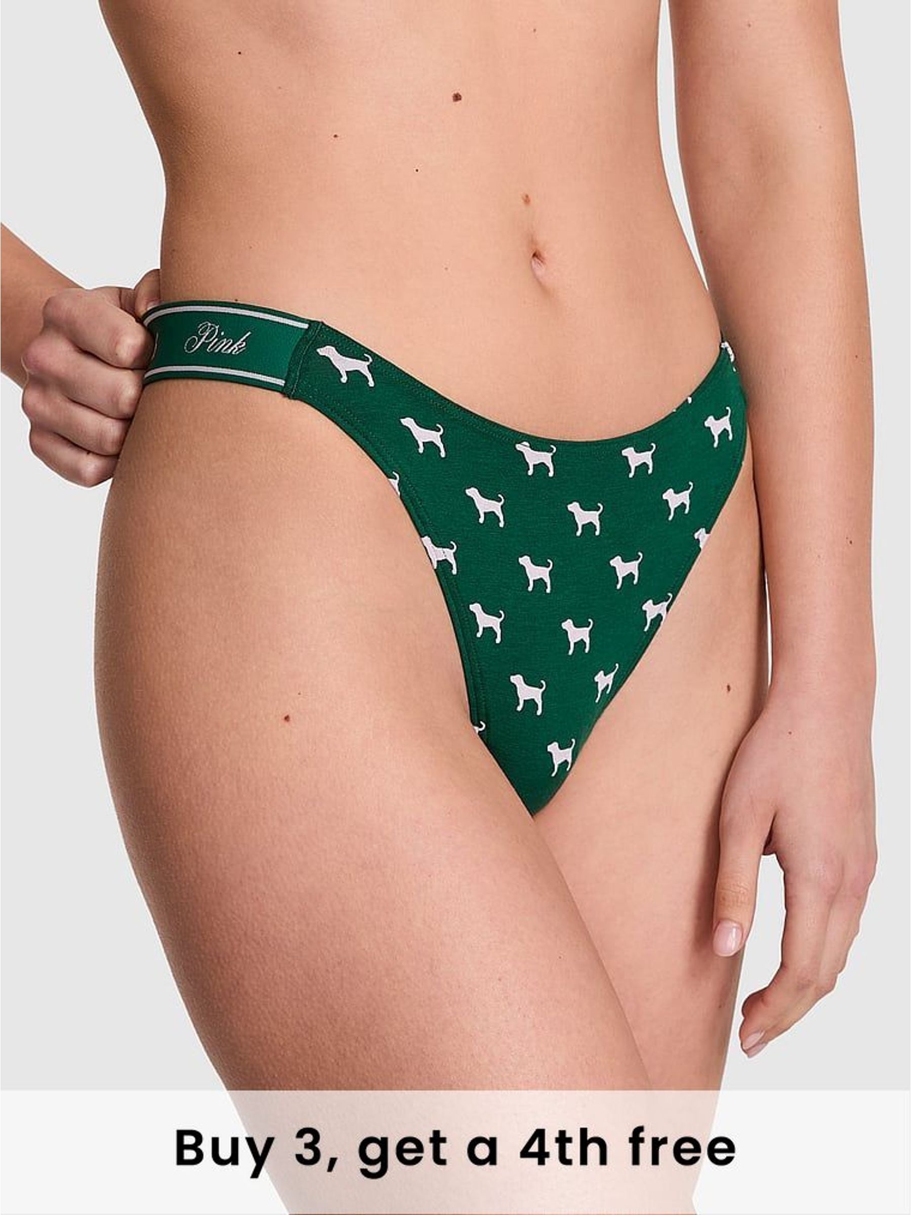 Jaguar Green Thong Cotton Logo Knickers (W50619) | £9