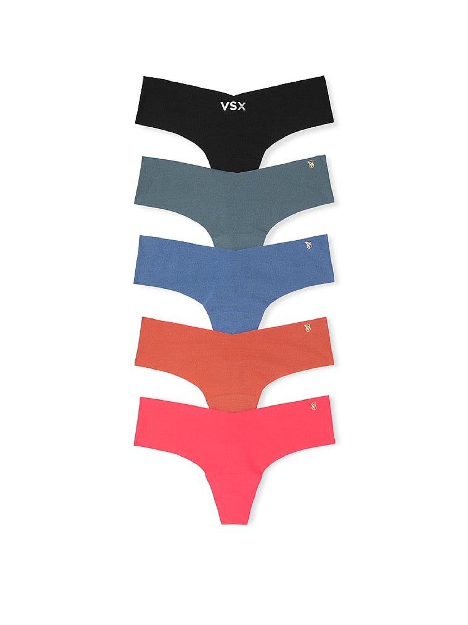 Black/Grey/Blue/Orange/Pink Thong 5 Pack Knickers (W50657) | £27