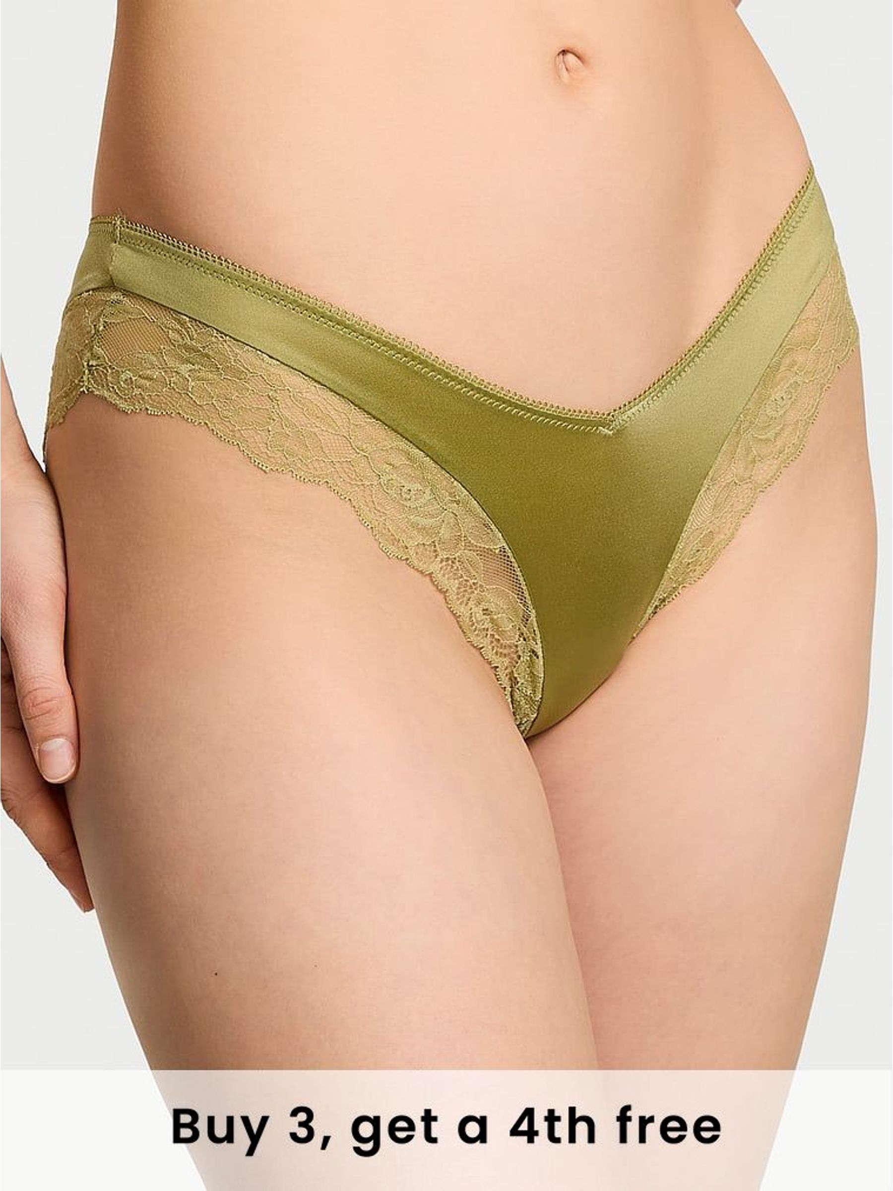 Moss Green Cheeky Rose Lace Trim Knickers (W50669) | £14