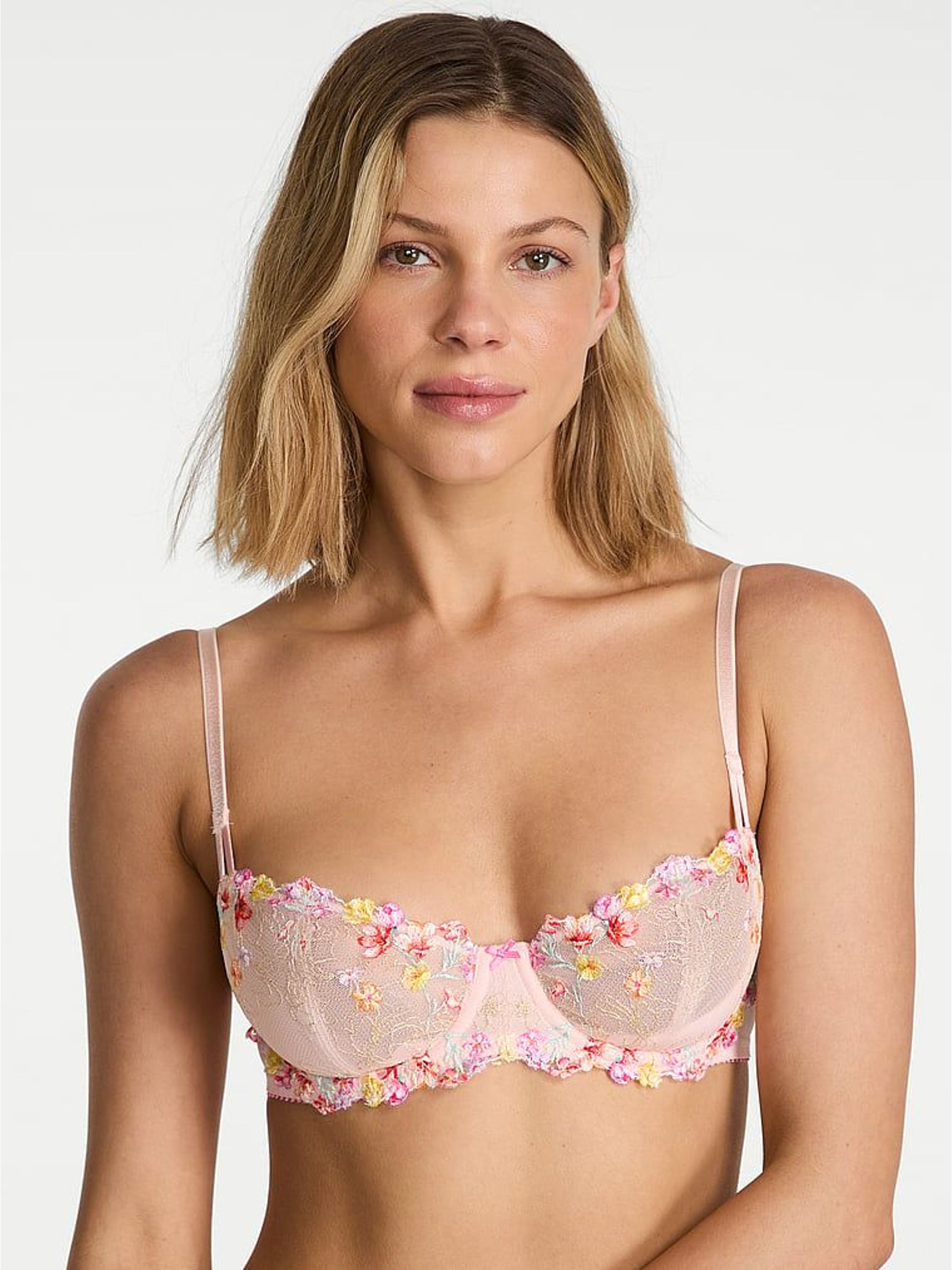 Bloom Pink Unlined Balcony Wildflower Embroidery Bra (W50675) | £59
