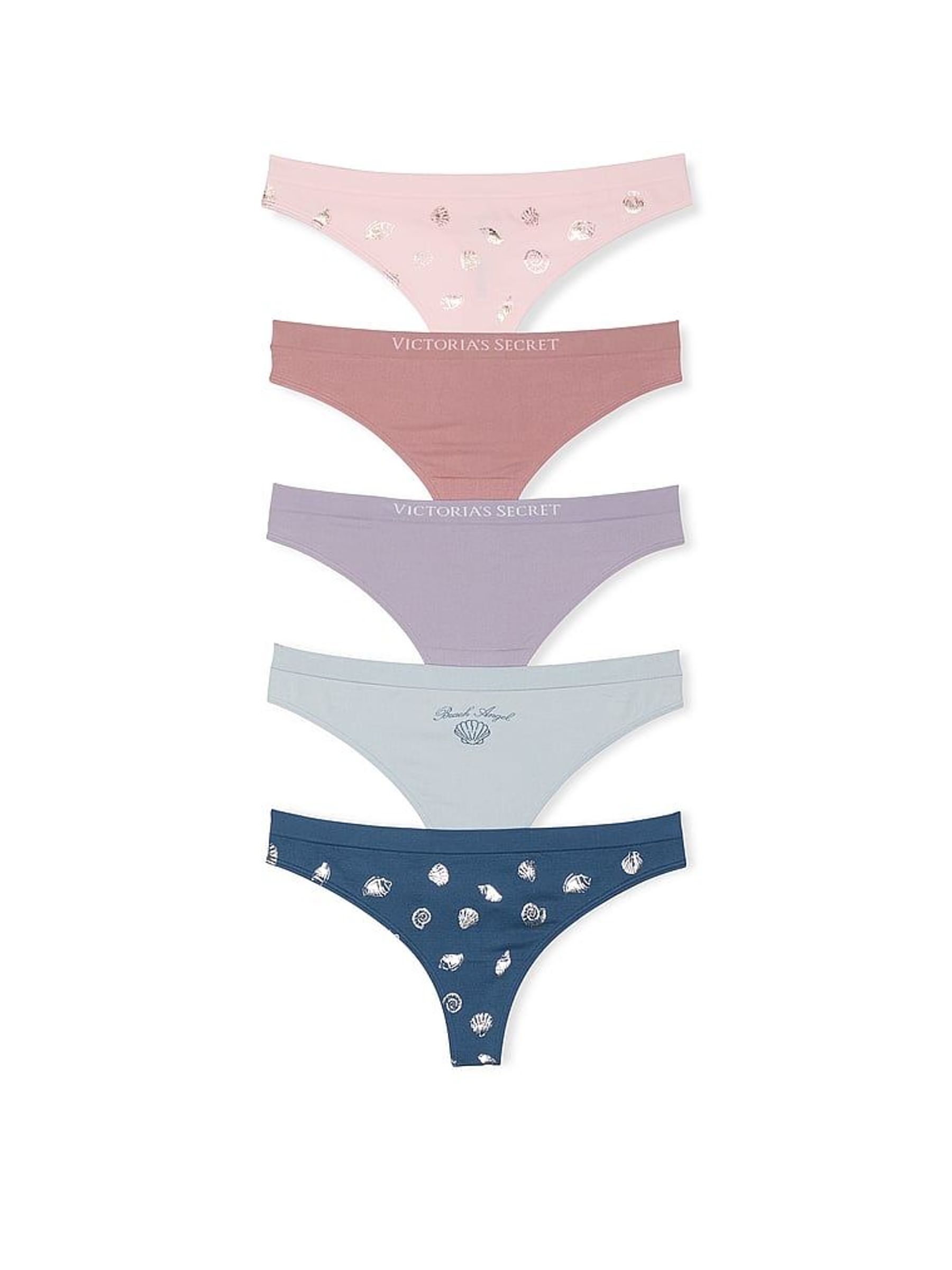 Purple/Blue/Pink Thong 5 Pack Knickers (W50786) | £27