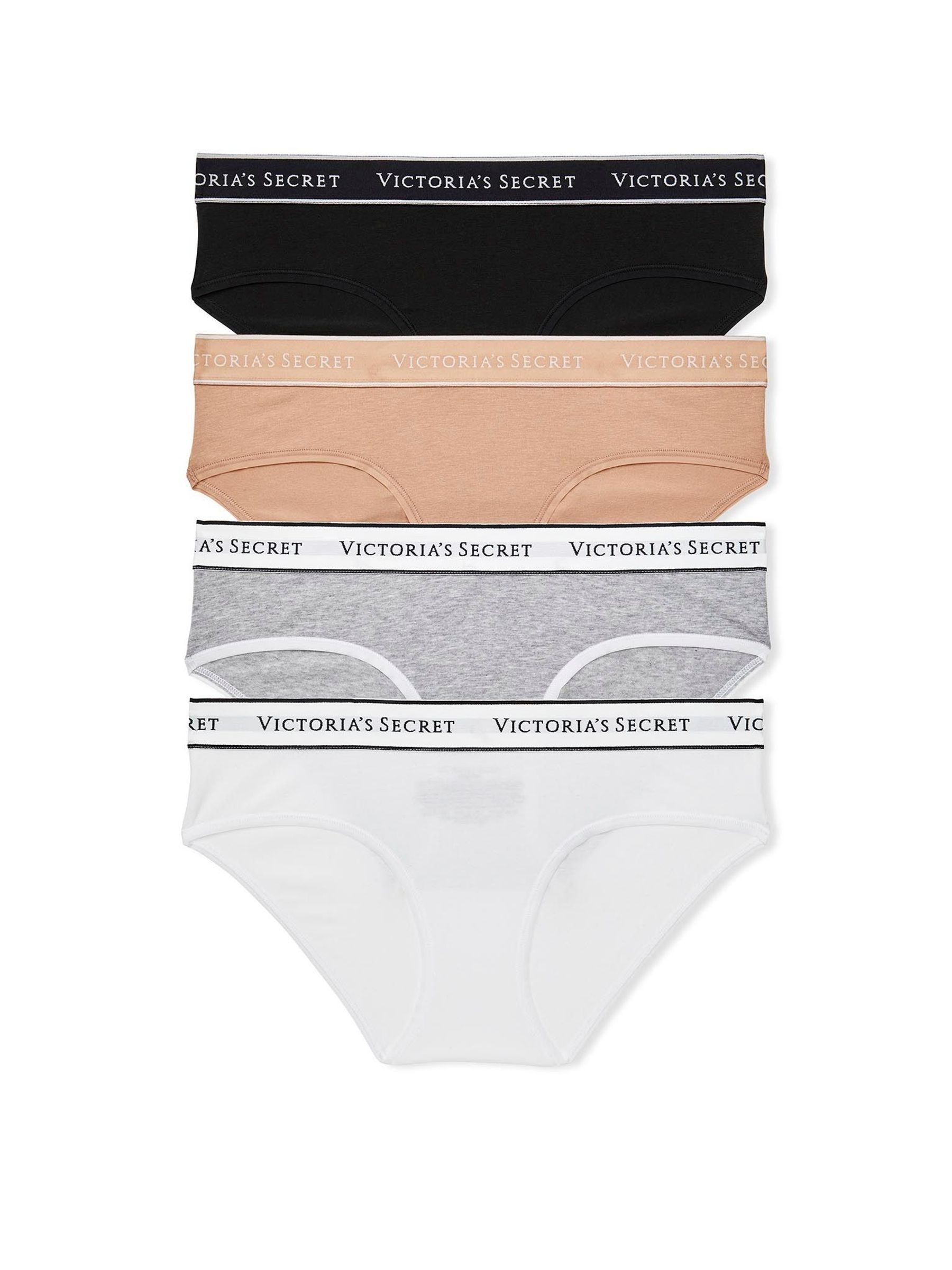 Black/White/Grey/Nude Hipster Logo 4 Pack Knickers (W50820) | £20