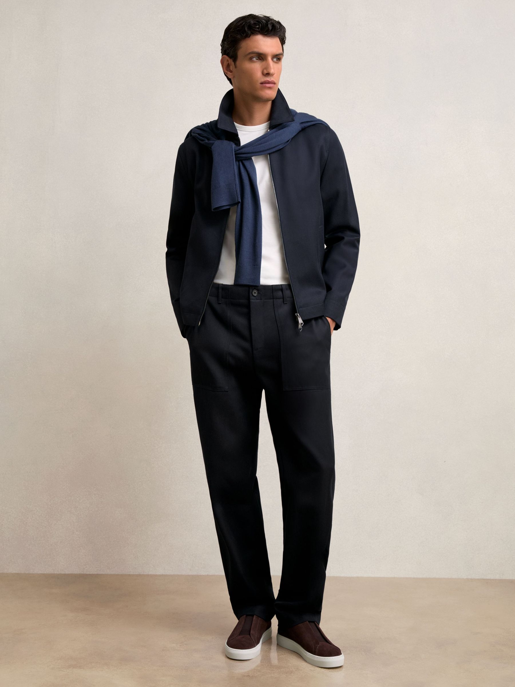 Lyocell-Cotton Wide Utility Trousers in Navy (W51472) | £140