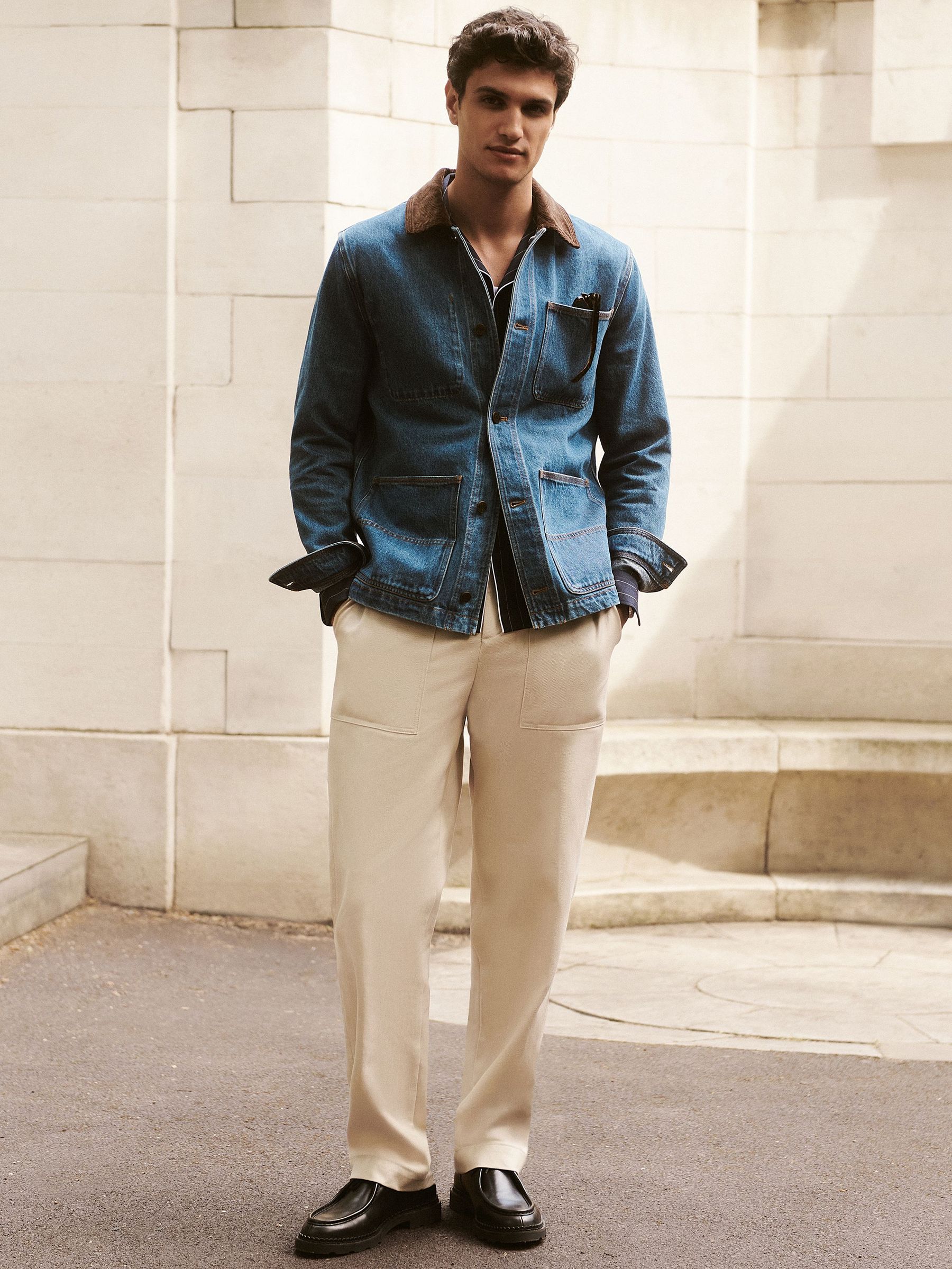 Lyocell Cotton Wide Utility Trousers in Ecru (W51477) | £140