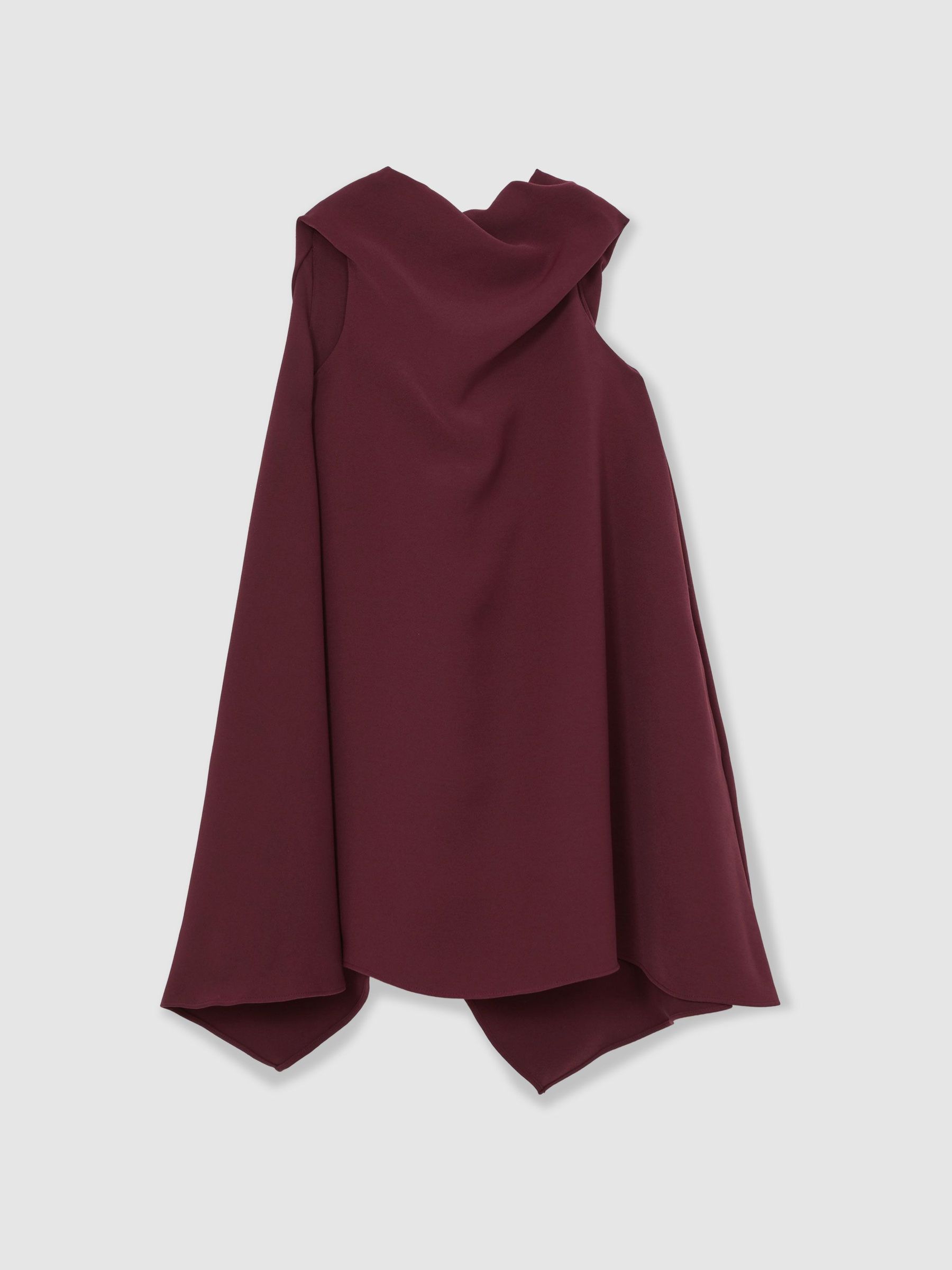 13-14 yrs High-Neck Drape Back Dress in Burgundy (W51498) | £90