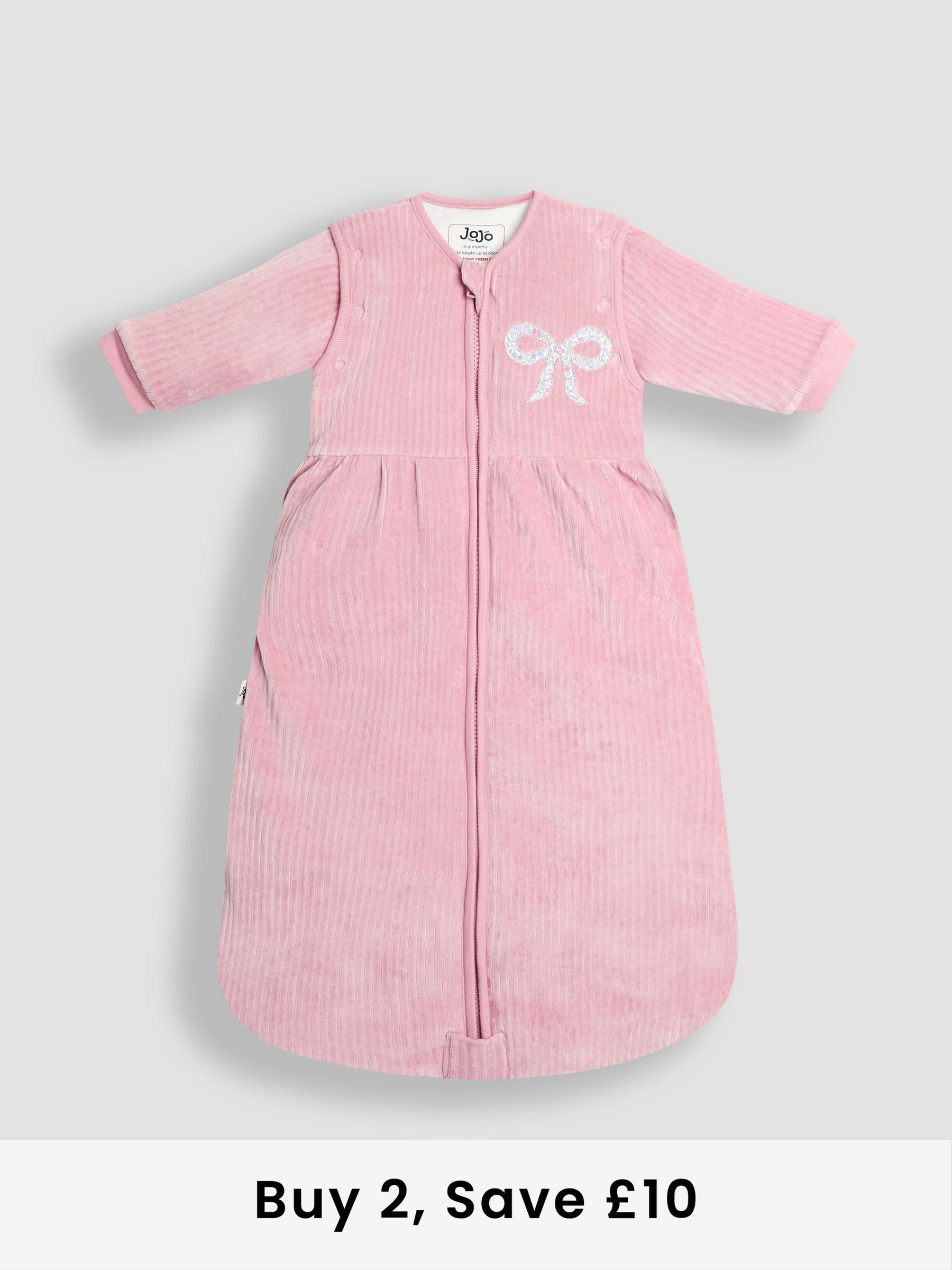 Pink Ribbed Velour 3.5 Tog Toddler Sleeping Bag (W51558) | £42