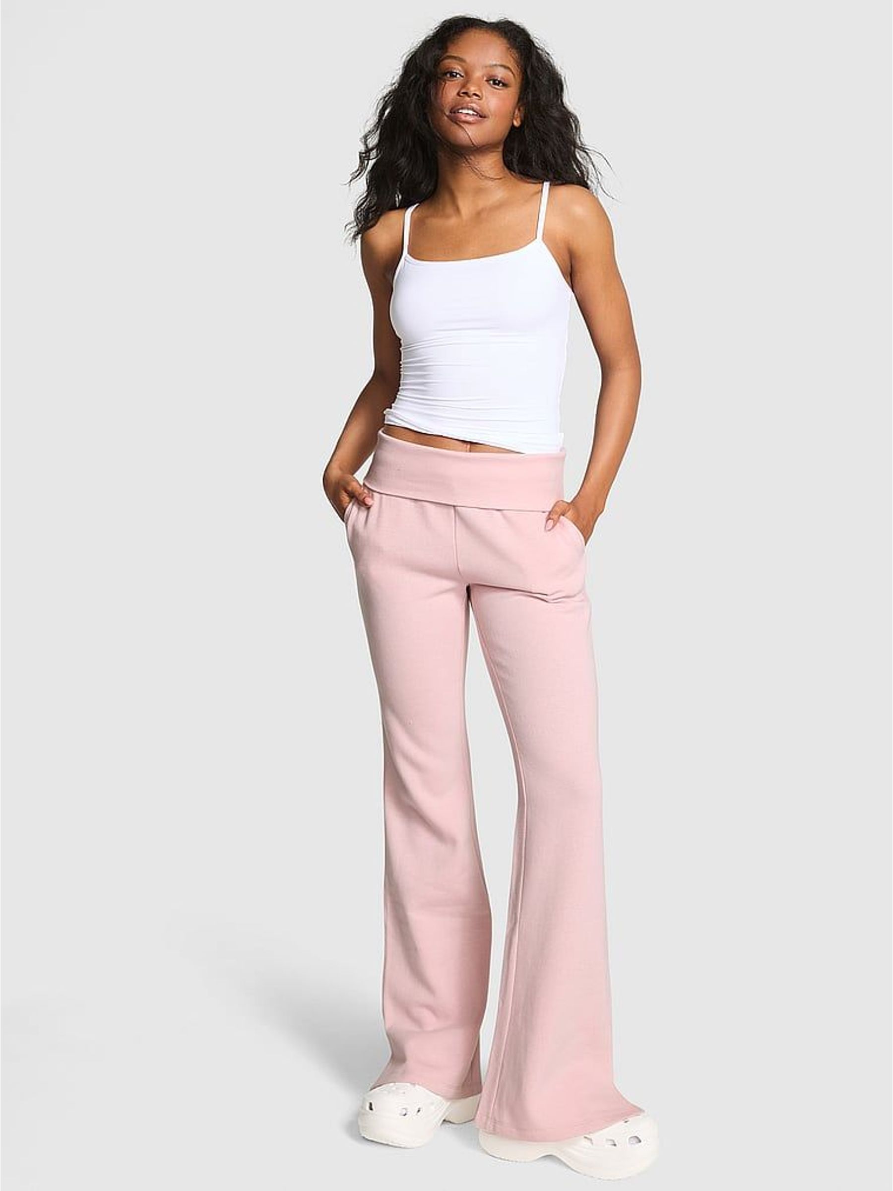Dolhouse Pink Flared Fleece Fold Over Joggers (W52735) | £49