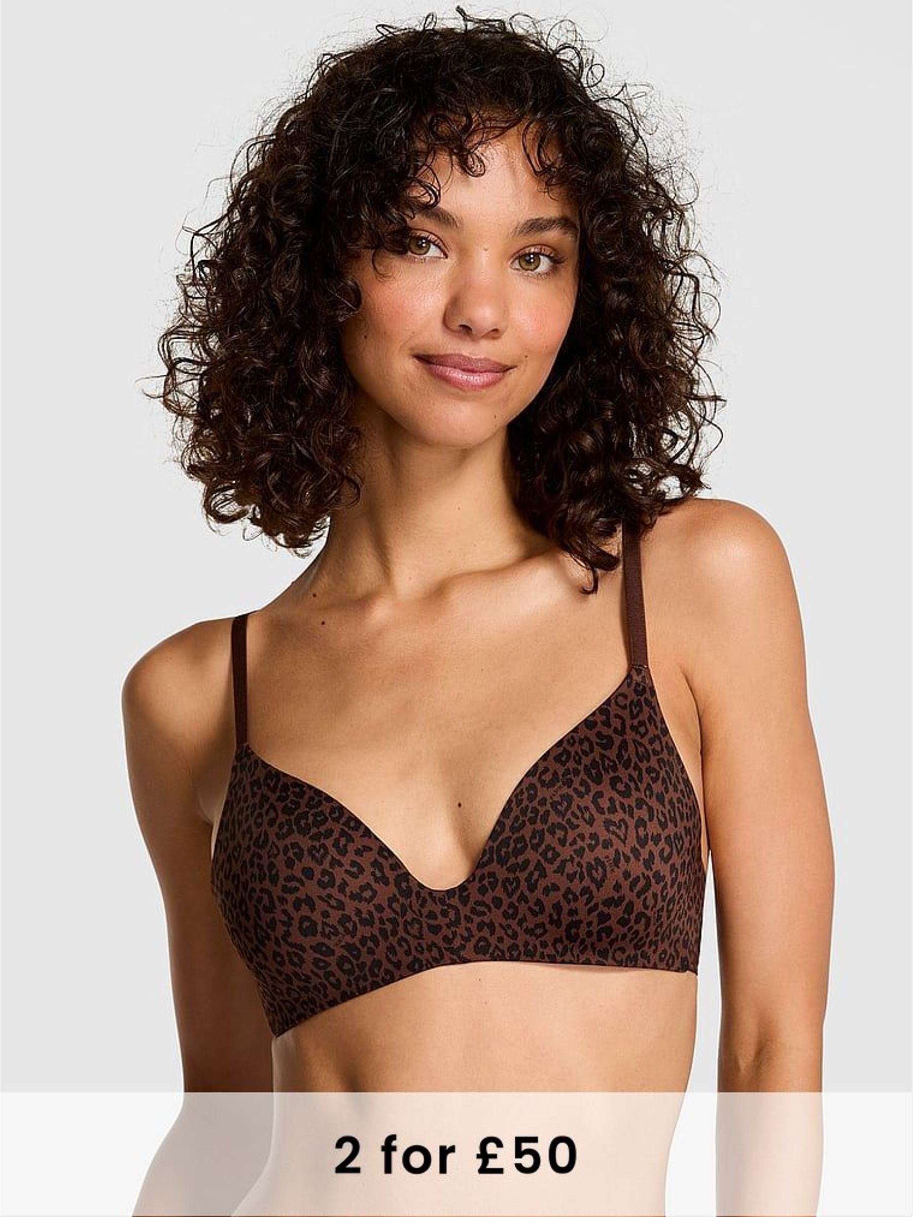Leopard Brown Non Wired Push Up Bra (W52738) | £29