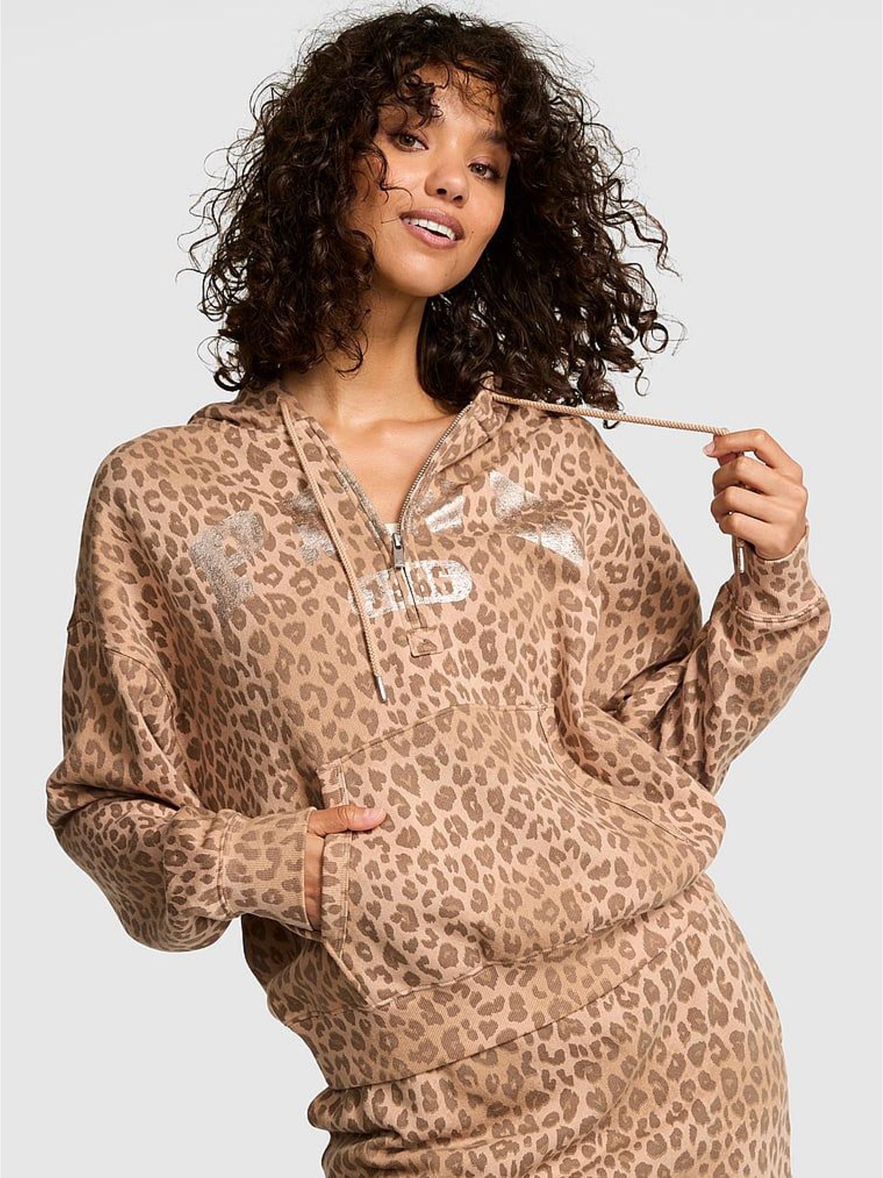 Brown Leopard Fleece Hoodie (W52778) | £49