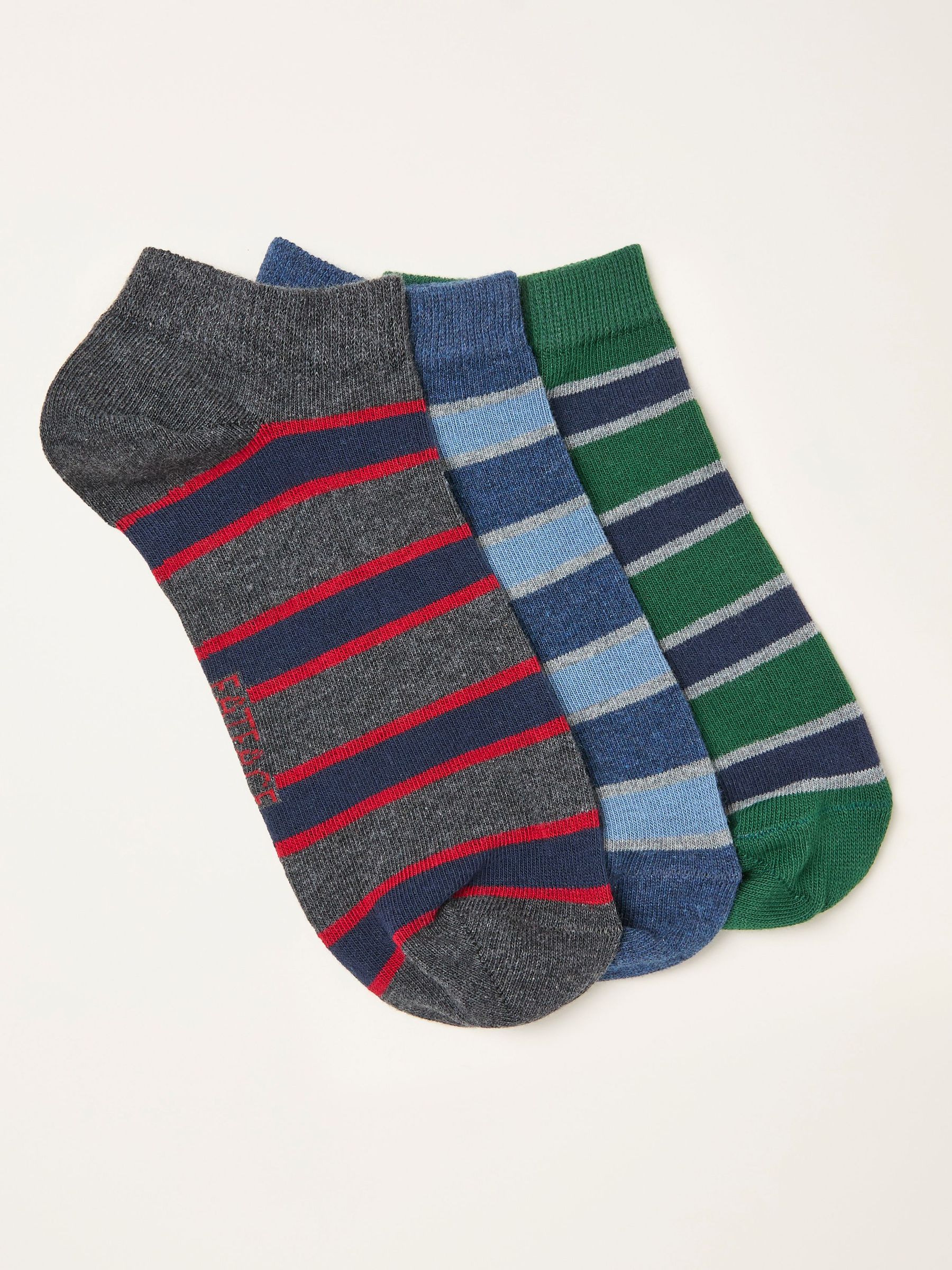 Green 3 Pairs of Stripe Trainer Socks (W53505) | £12
