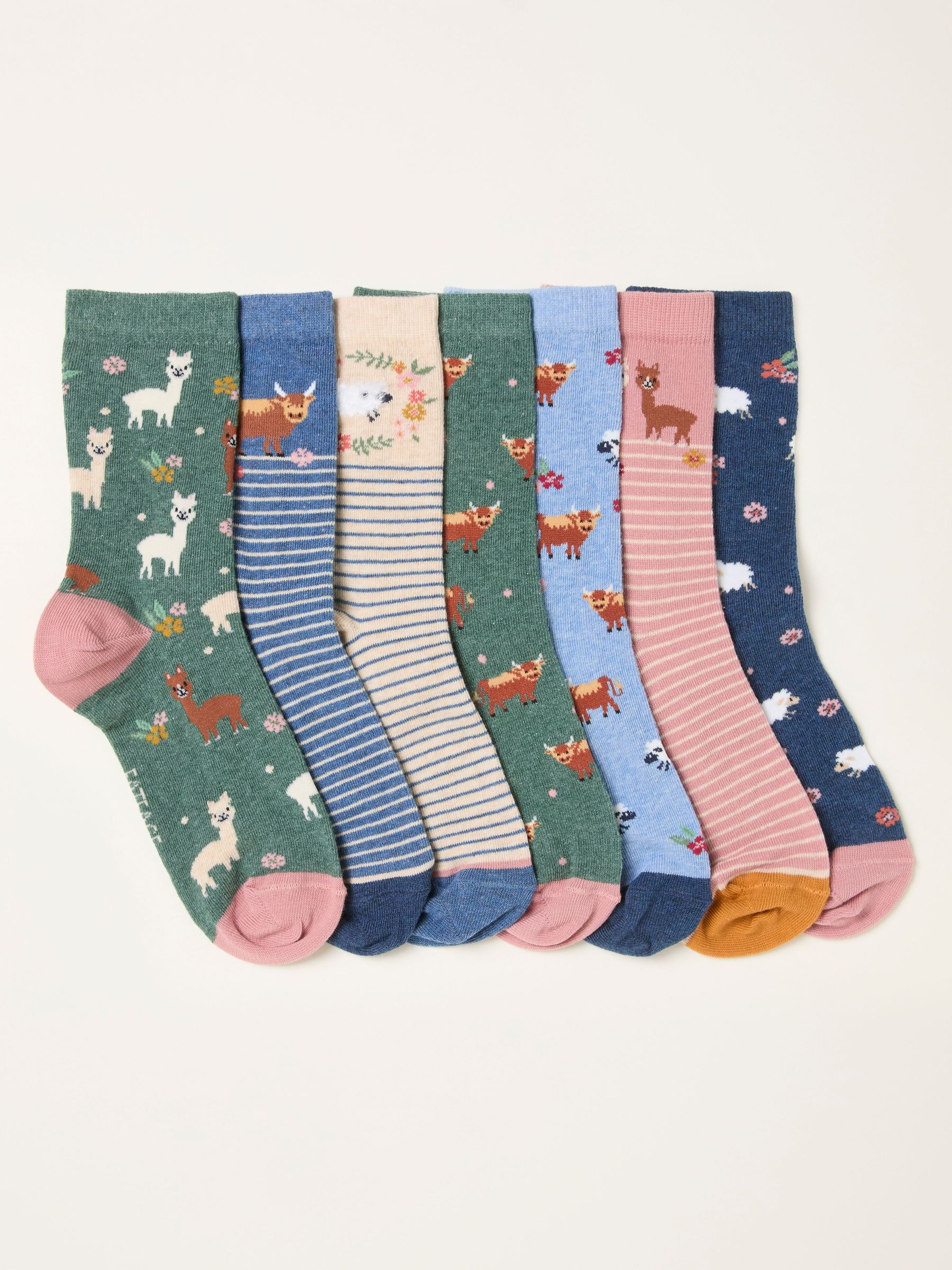 Multi Animal 7 Pairs of Farm Socks (W53523) | £25