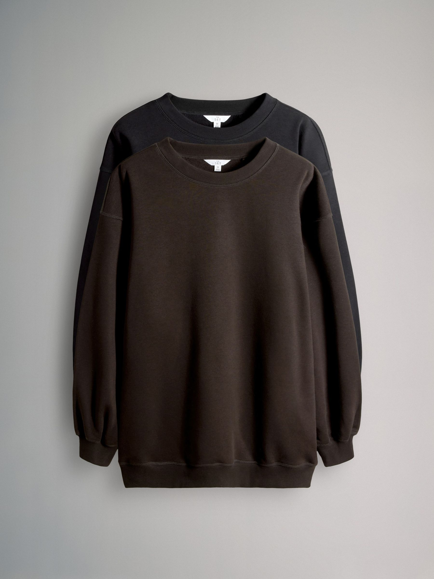 Black/Chocolate - 2 Pack Longline Crew Neck Sweatshirt (W53768) | £28