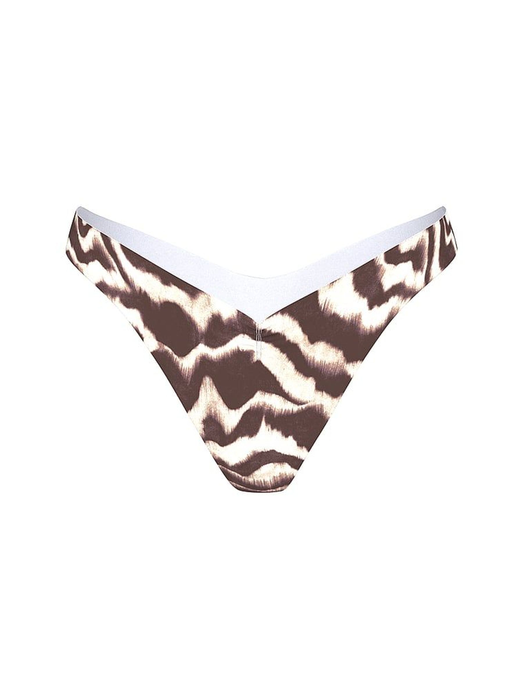Zebra Brown Thong Bikini Bottoms (W54692) | £25