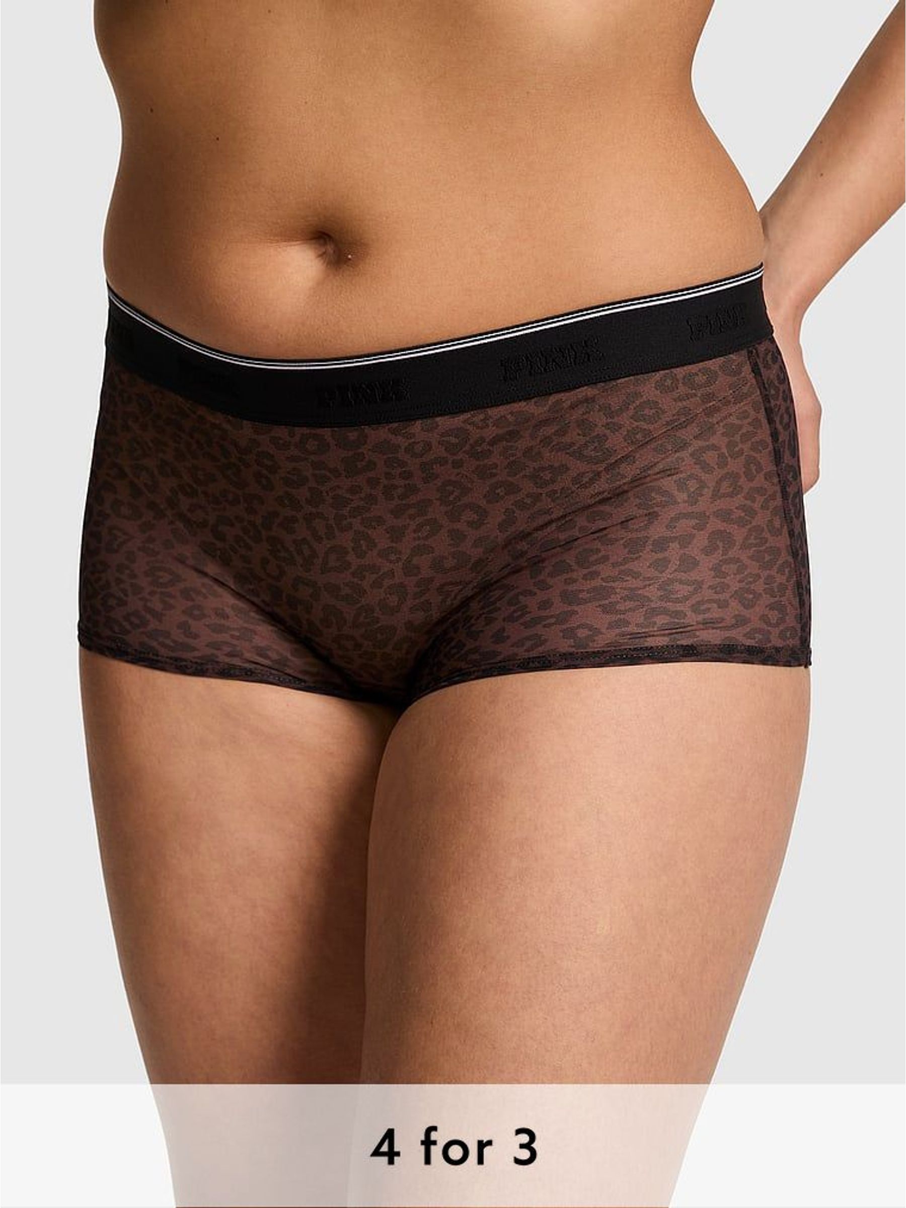 Leopard Brown Boyshort Logo Knickers (W54711) | £9