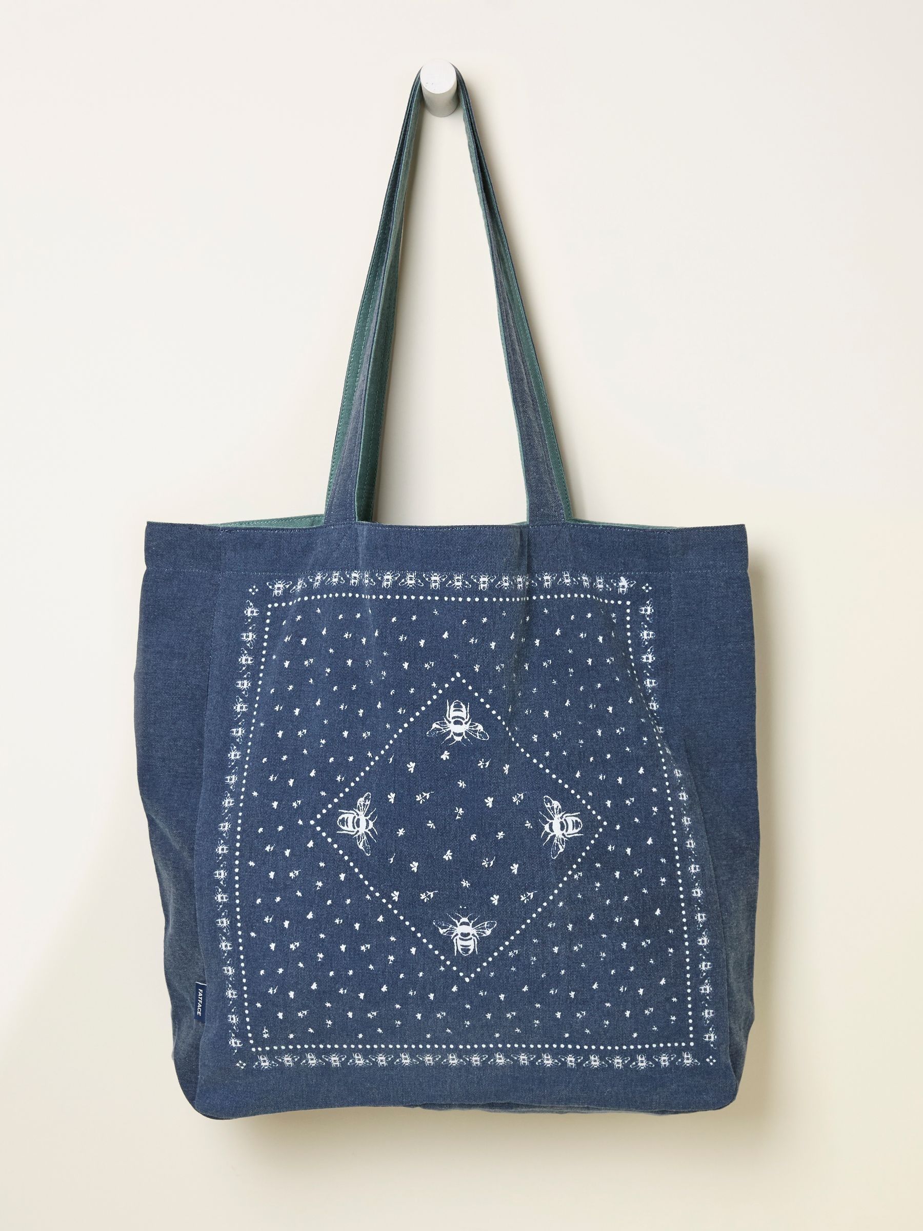 Navy Bee Bandana Print Reversible Tote Bag (W54819) | £15
