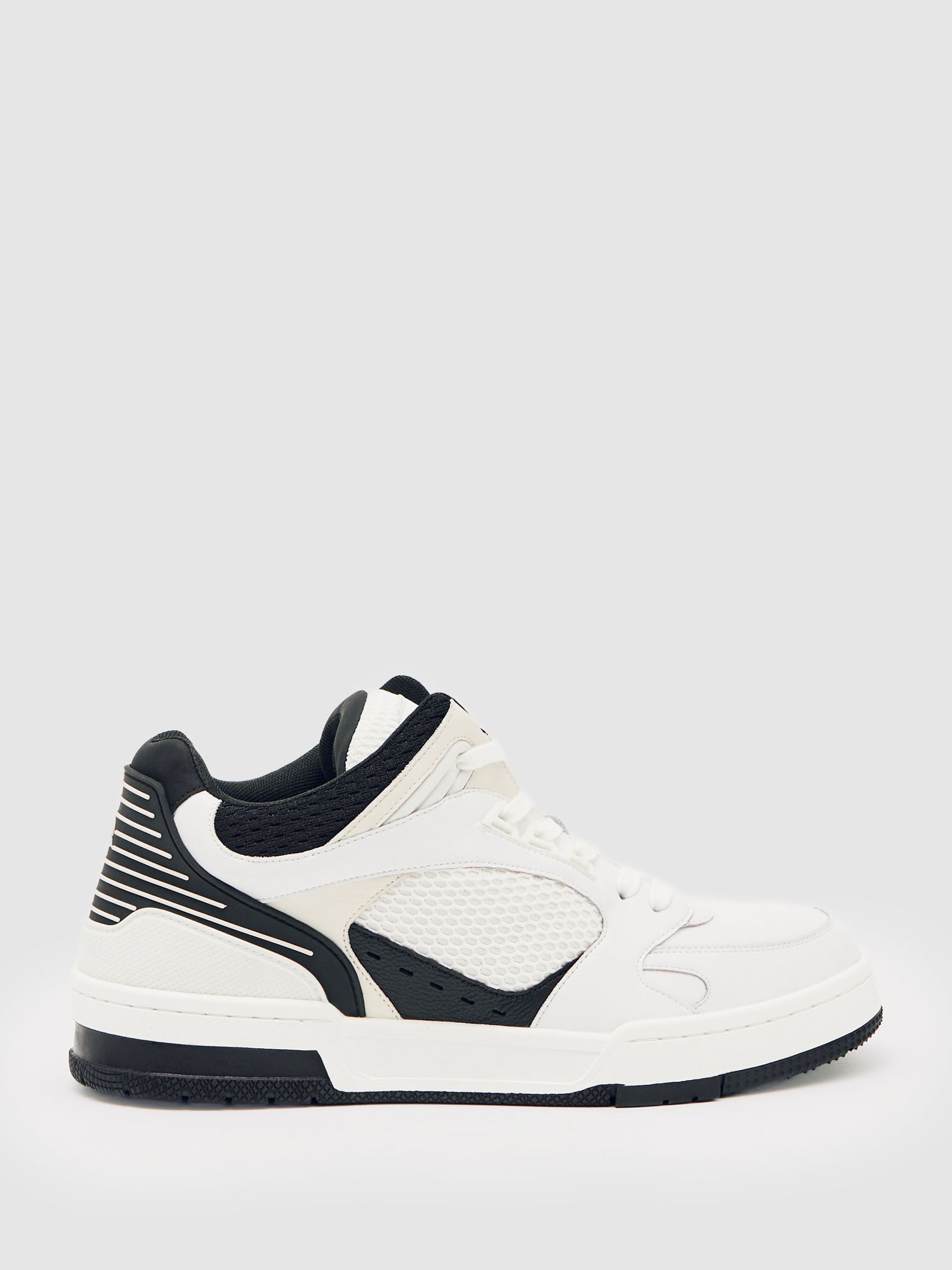Bonded-Leather Mid-Top Skater Trainers in White/Black (W54920) | £168