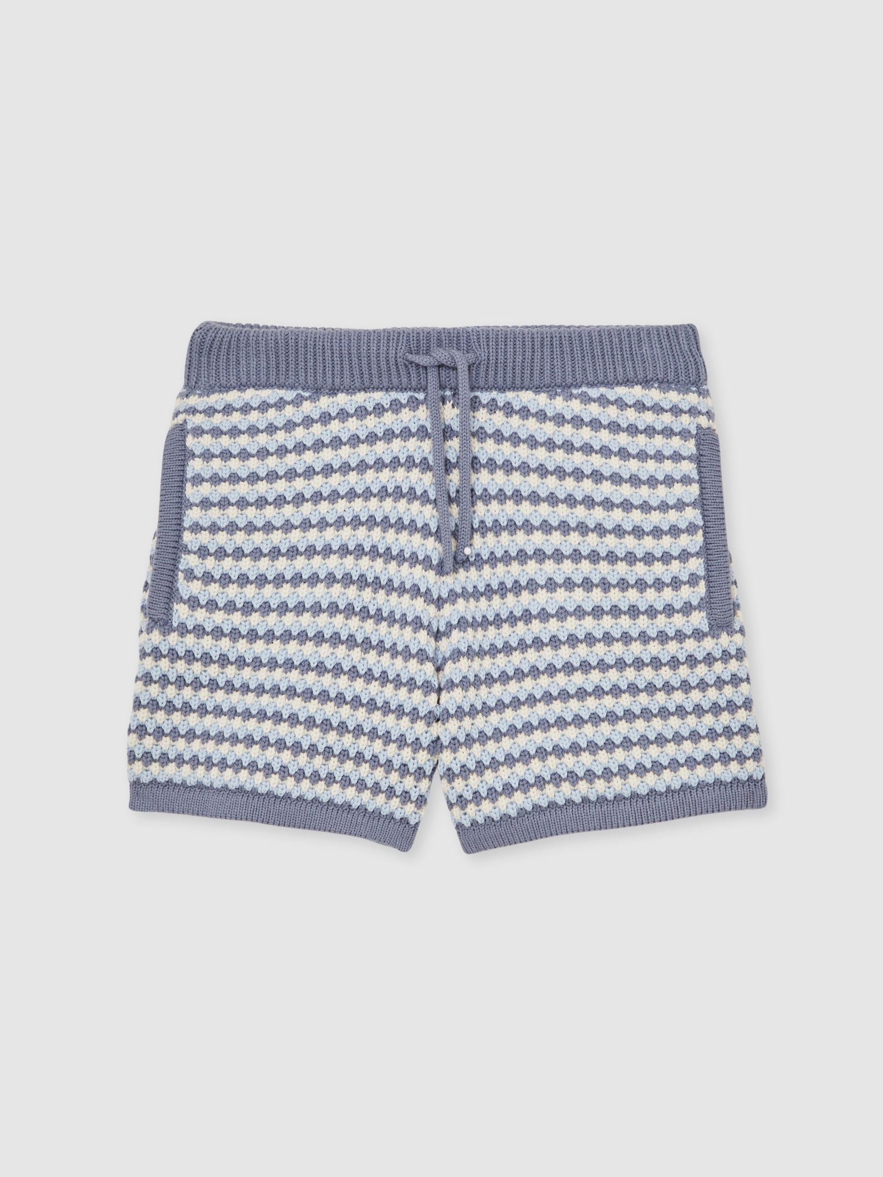 13-14 yrs Cotton-Blend Knitted Stripe Shorts in Blue/White (W55366) | £50