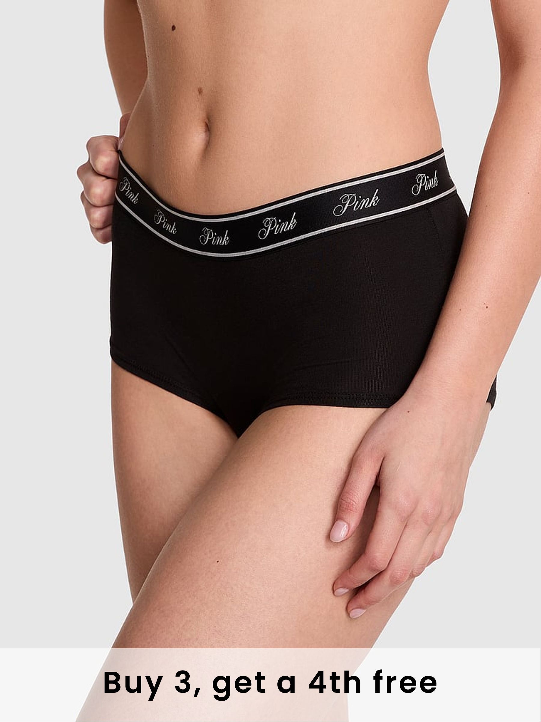 Black Spoiled Bat Print Boyshort Cotton Logo Knickers (W55732) | £9