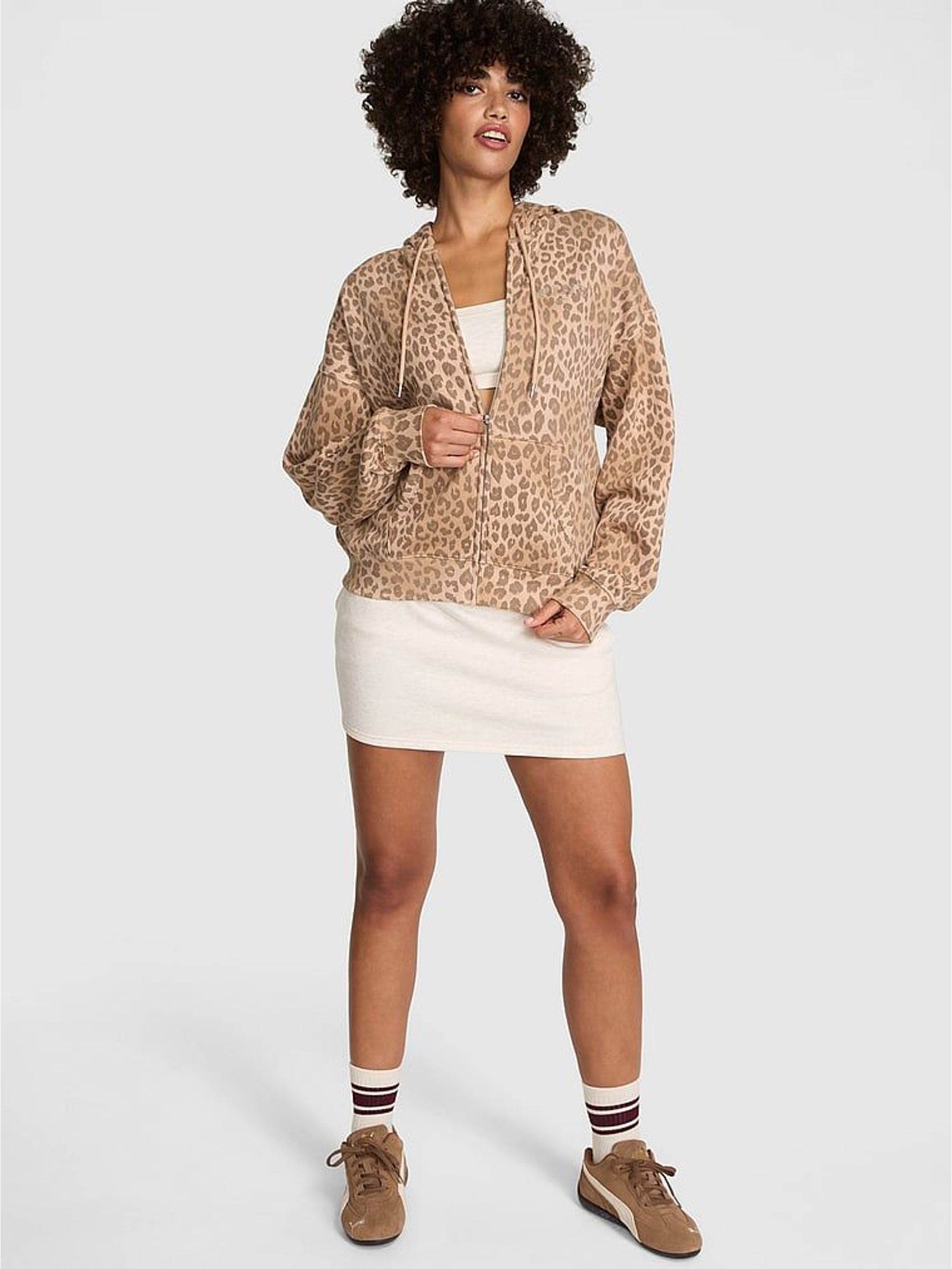 Leopard Brown Fleece Hoodie (W55737) | £50