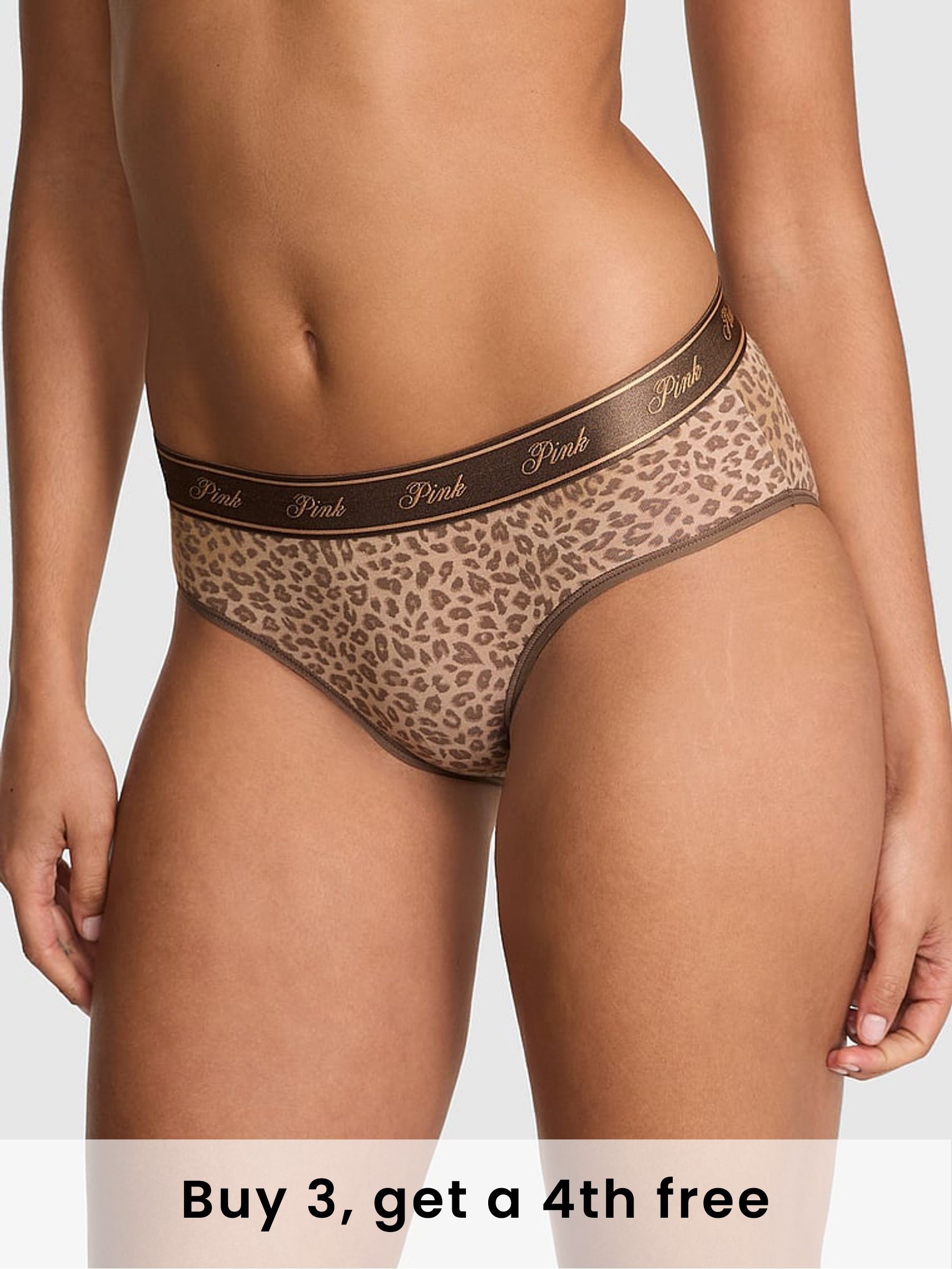 Brown Leopard Print Hipster Cotton Logo Knickers (W55740) | £9