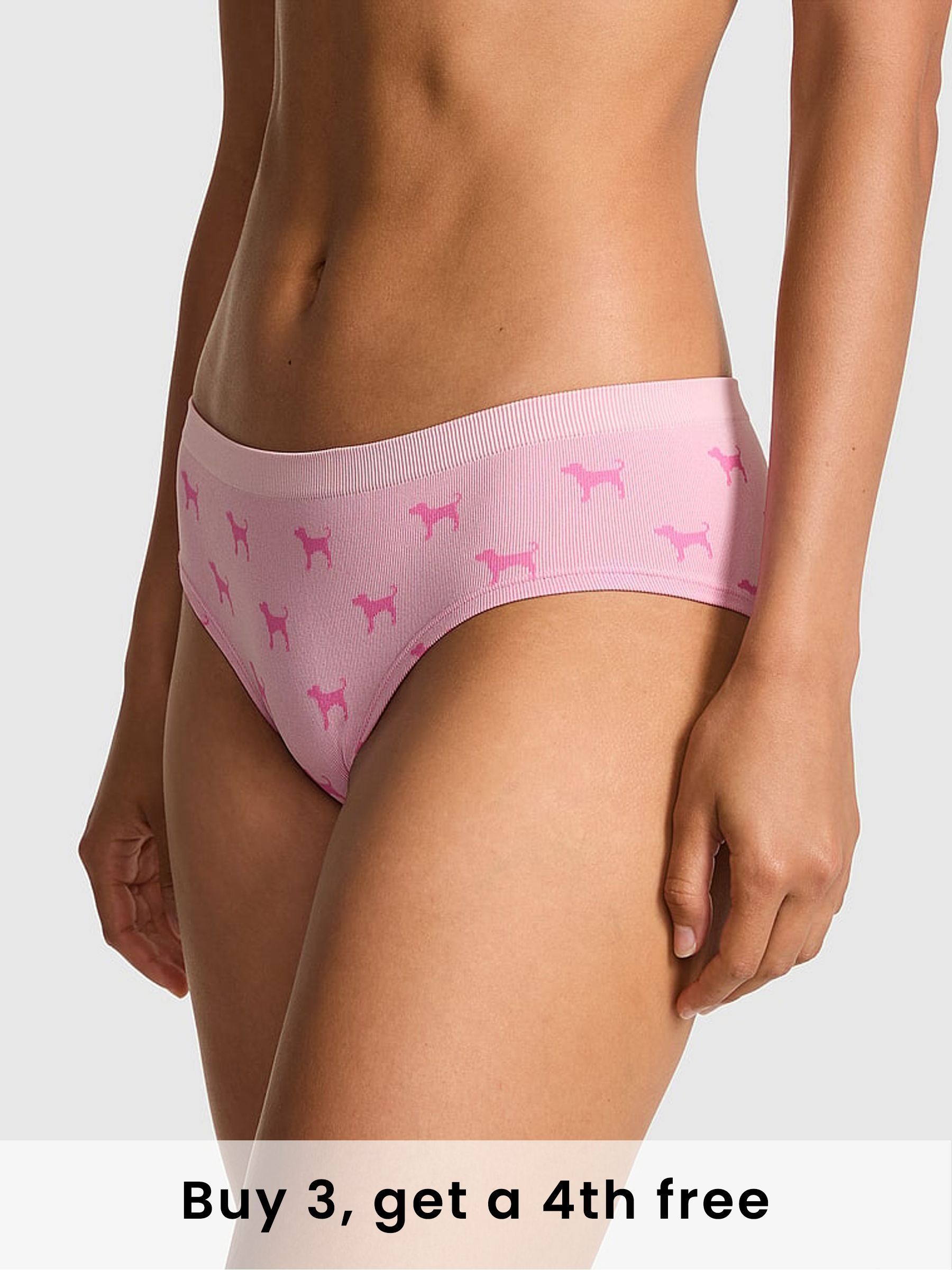 Pink Dog Print Hipster Seamless Scoop Thong Knickers (W55743) | £9