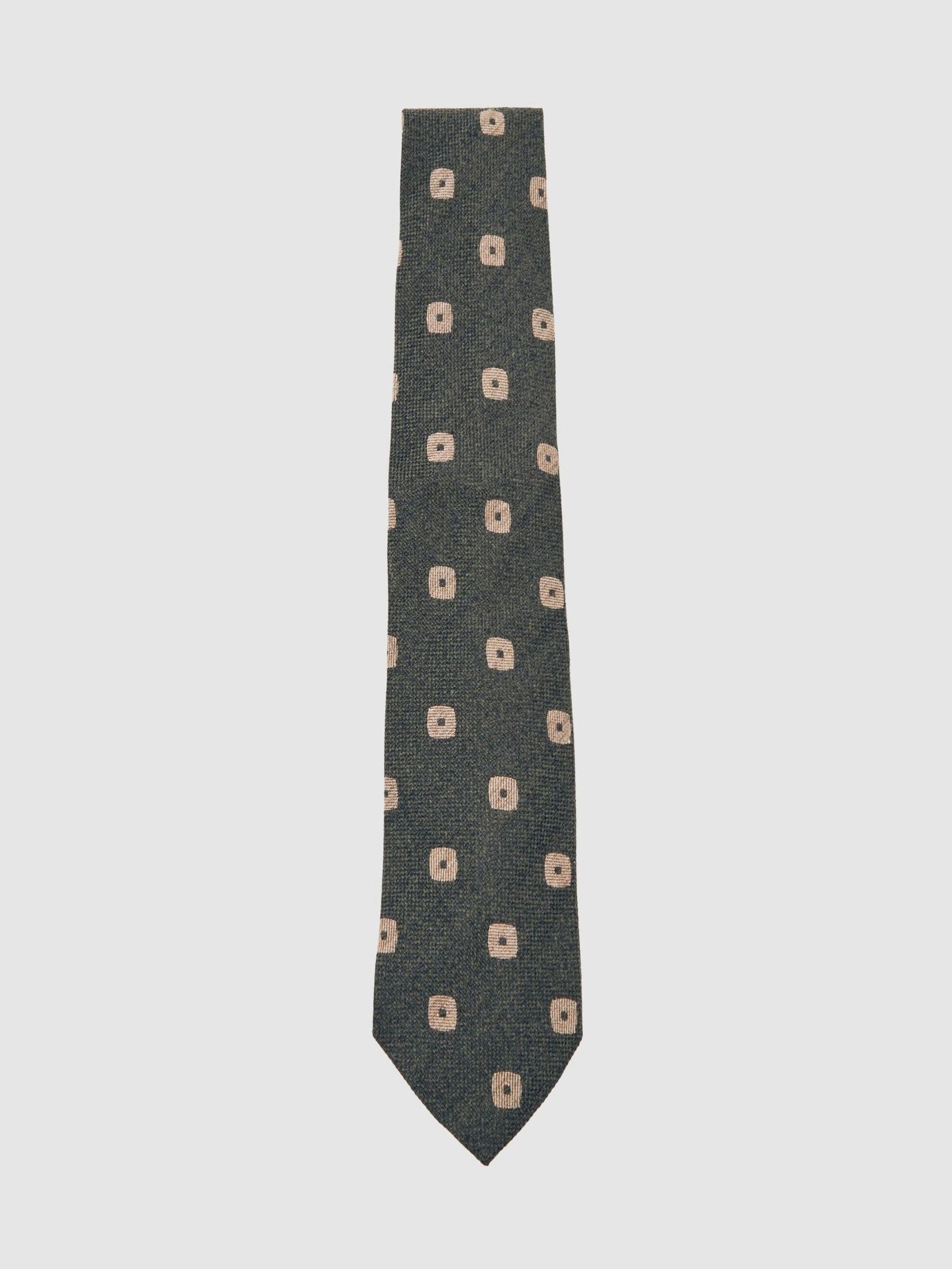 Silk-Wool Square-Medallion Tie in Forest Green (W55820) | £58