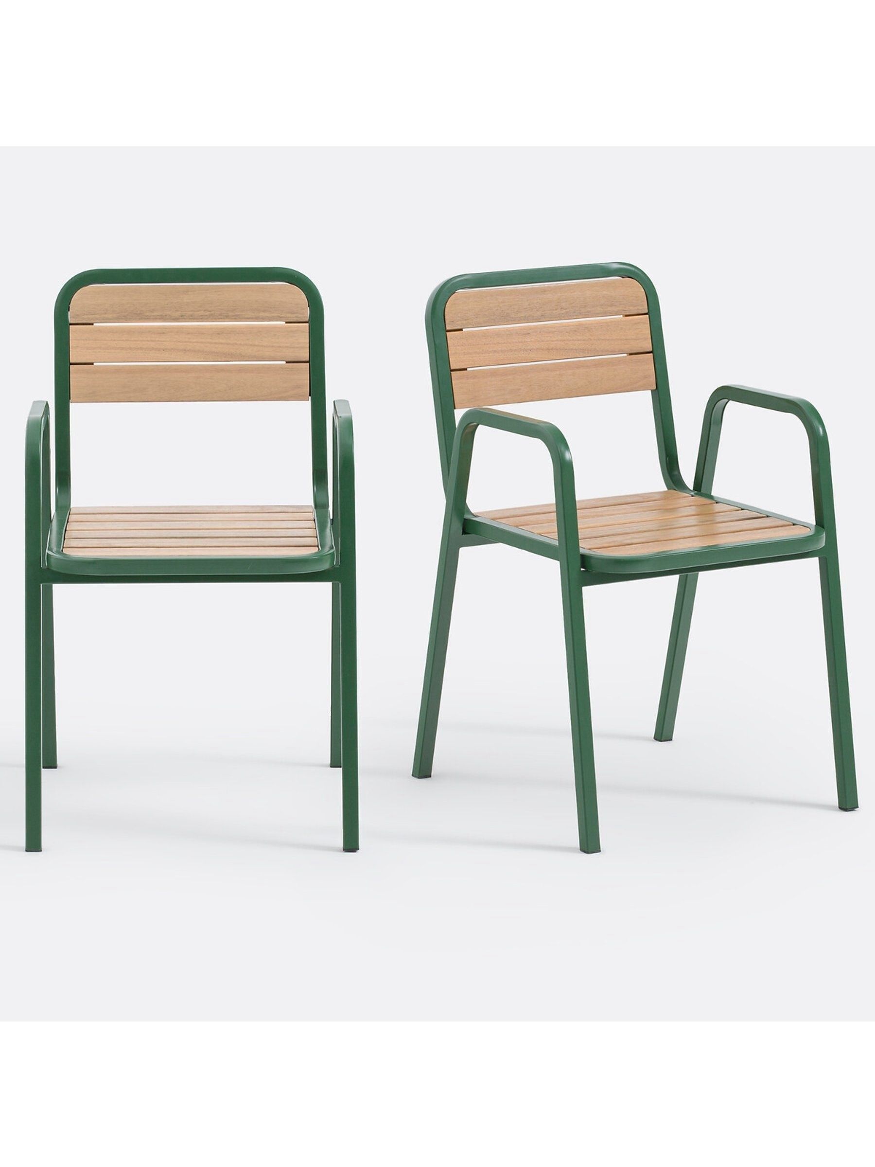 La Redoute Intérieurs Set of 2 Acacia Green Jaja Metal Garden Amchairs (W55950) | £290