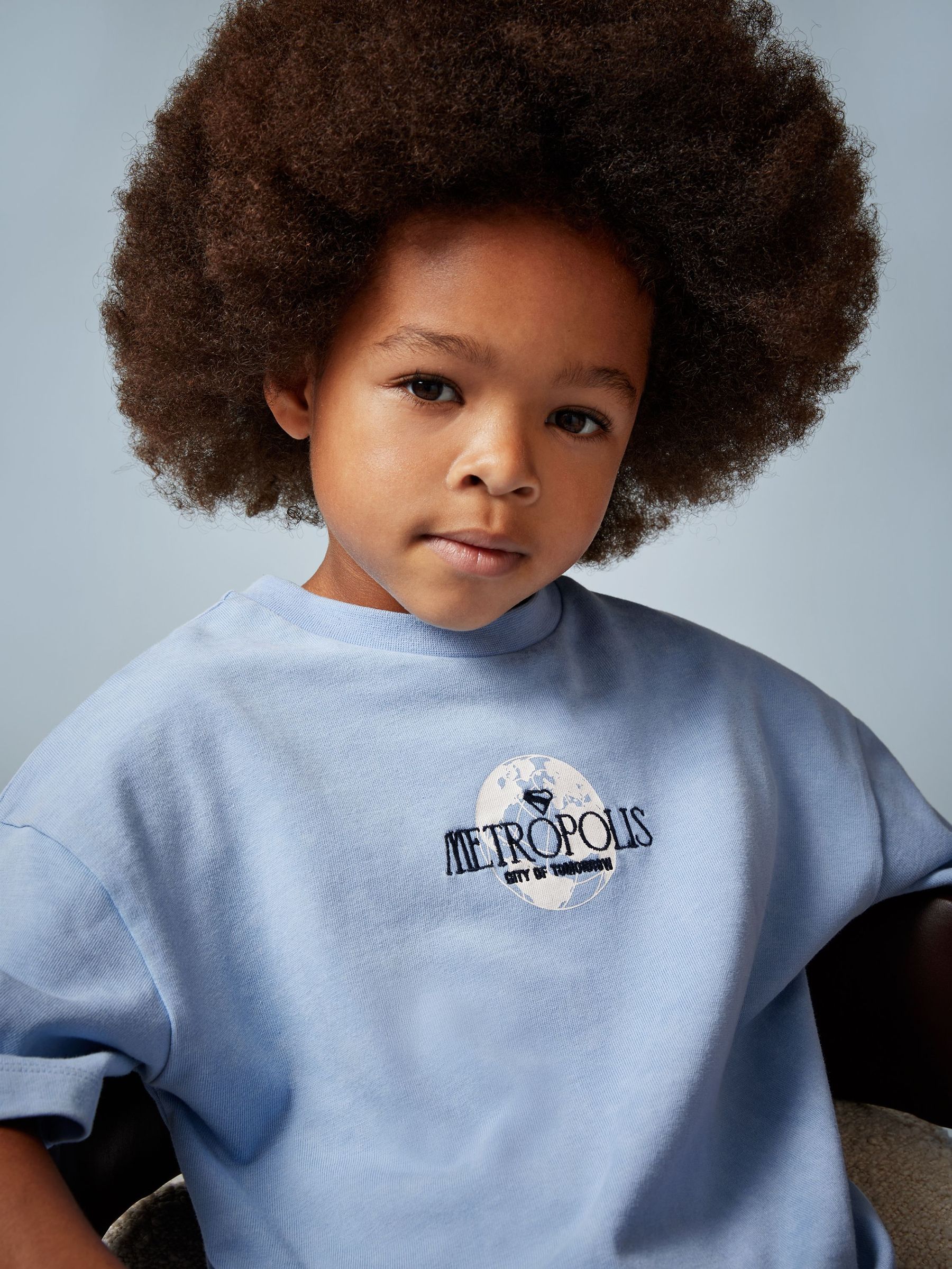 3-9 yrs Superman | Reiss Metropolis Logo T-Shirt in Light Blue (W56254) | £20