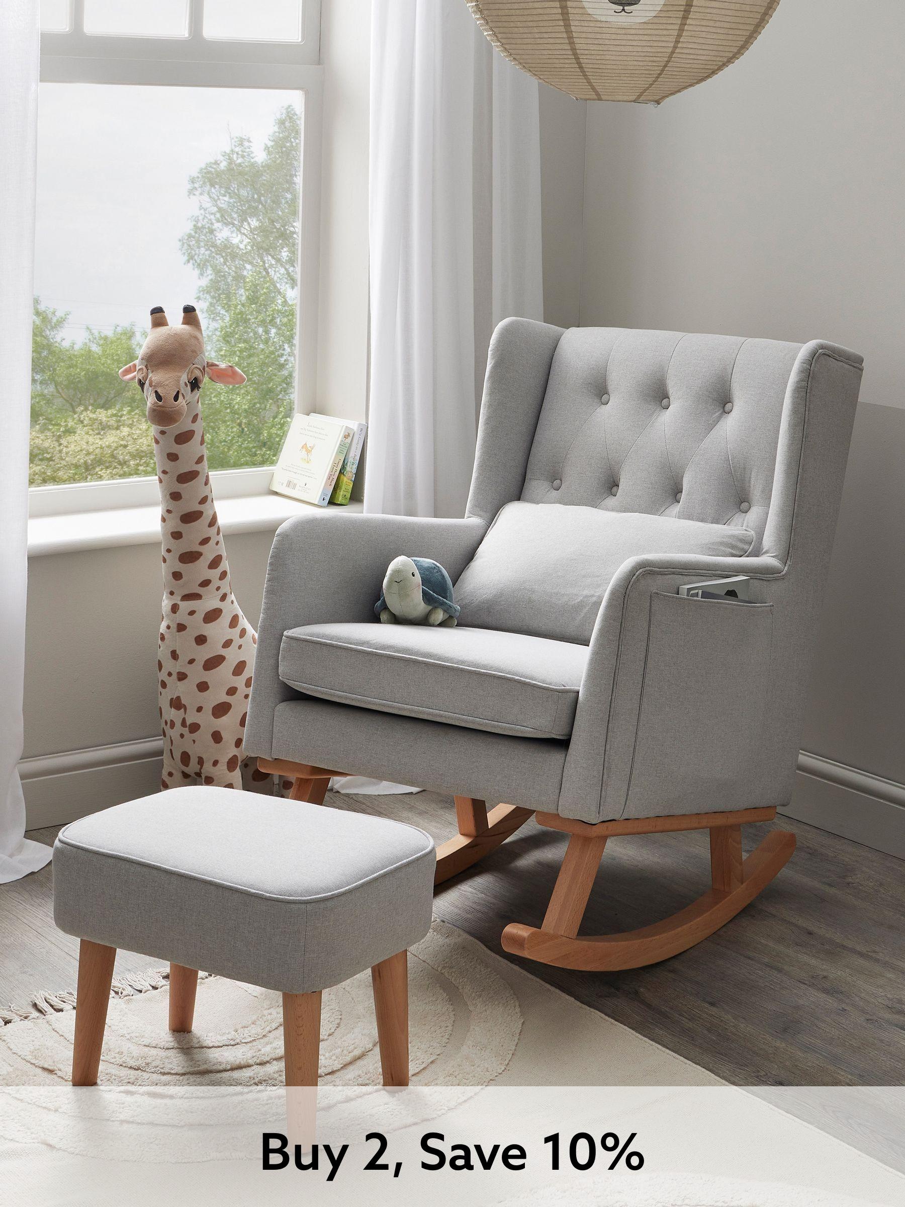 Babymore Grey Lux Nursing Chair with Stool (W56606) | £370