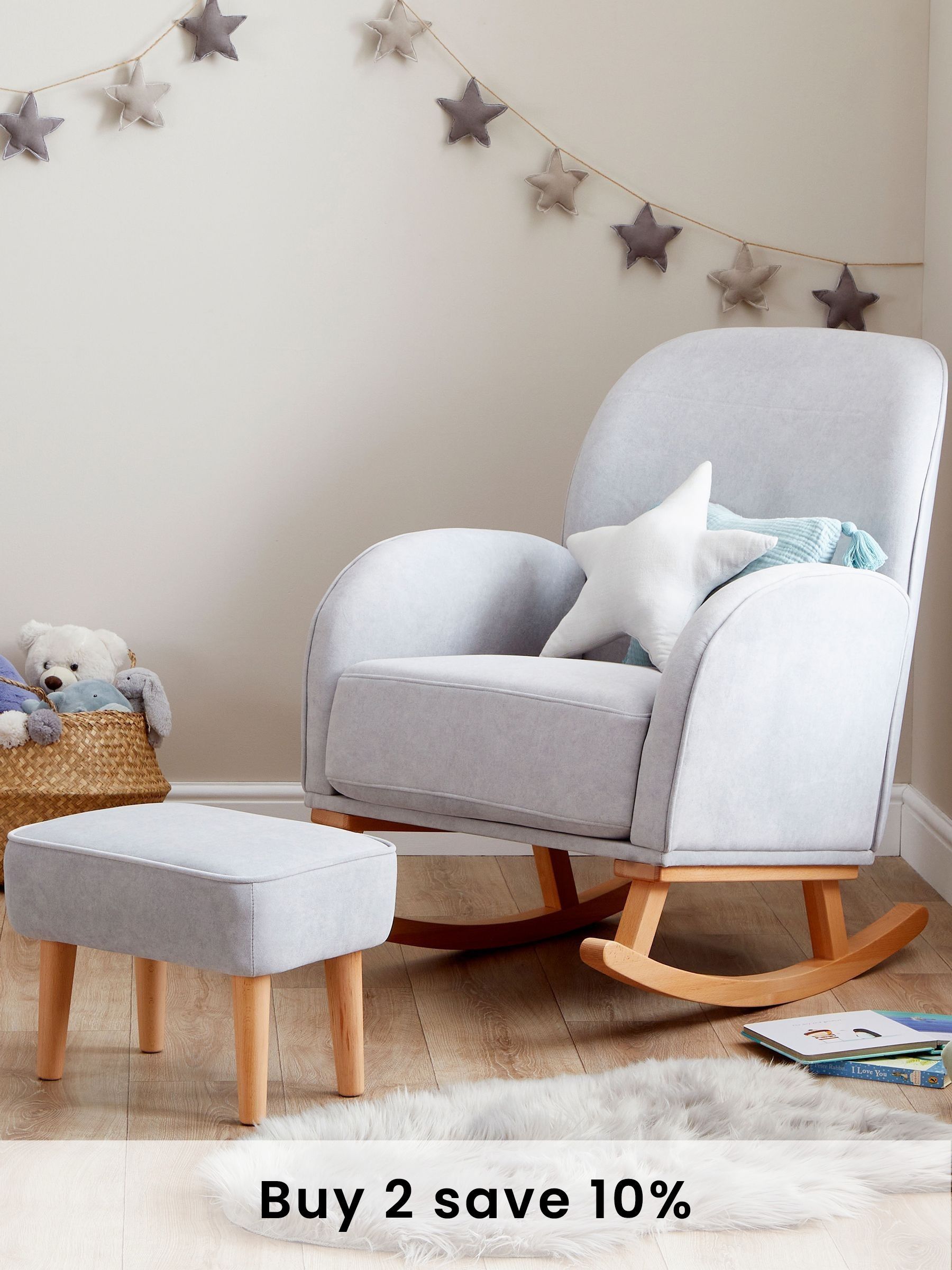 Babymore Grey Freya Nursing Chair with Stool (W56618) | £330