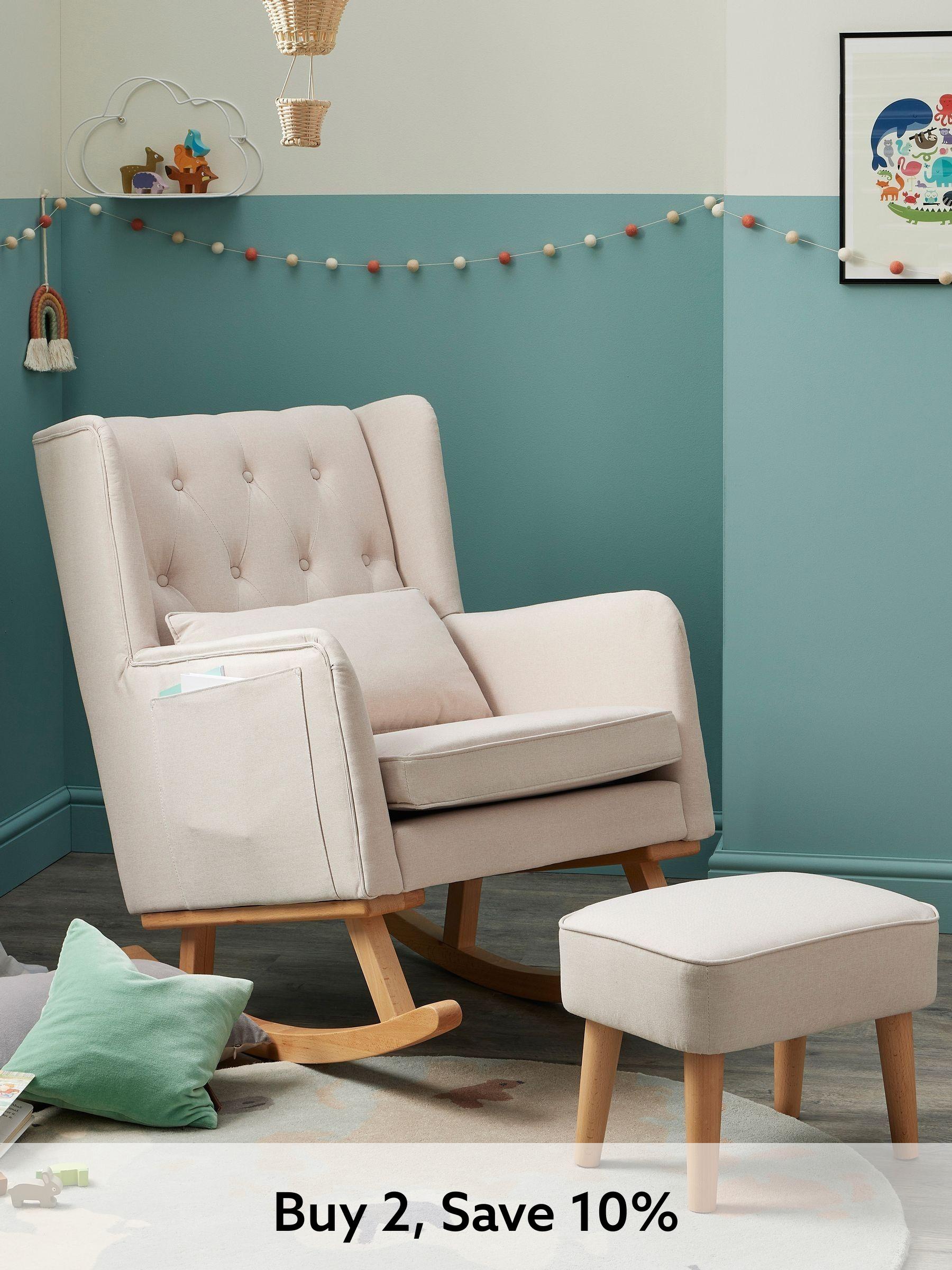 Babymore Cream Lux Nursing Chair with Stool (W56629) | £370