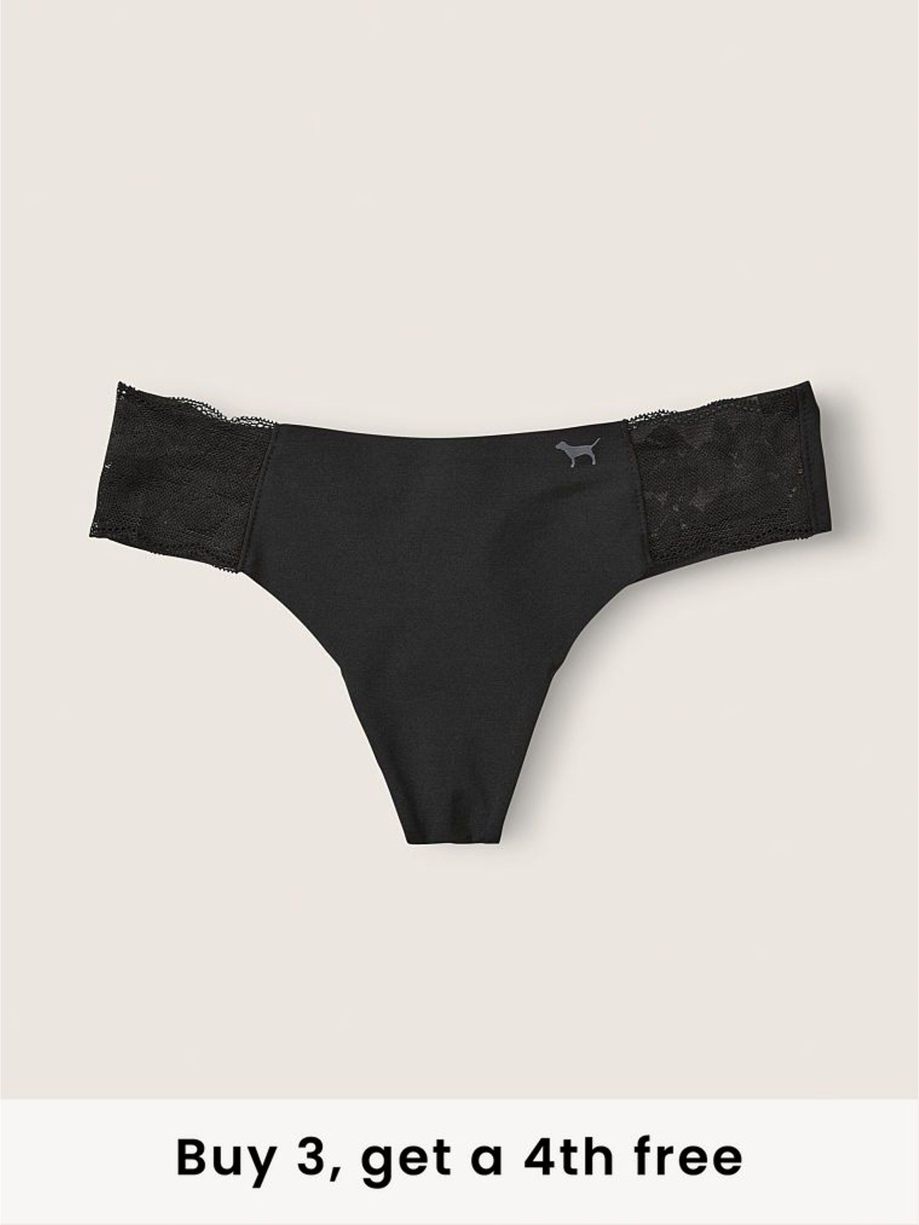 Black Thong No Show Lace Knickers (W56855) | £9