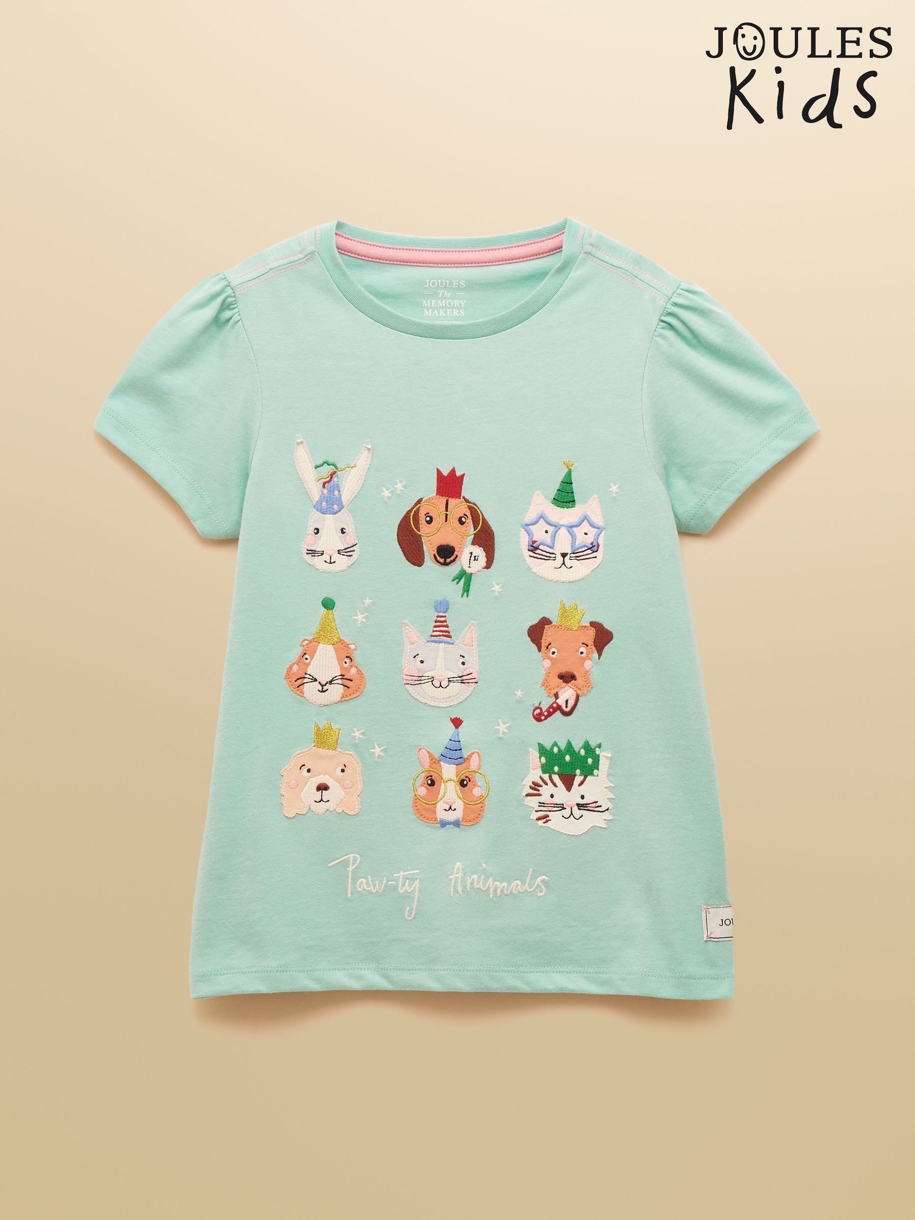 Girls' Astra Aqua Blue Applique Cotton T-Shirt (W58361) | £16 - £18
