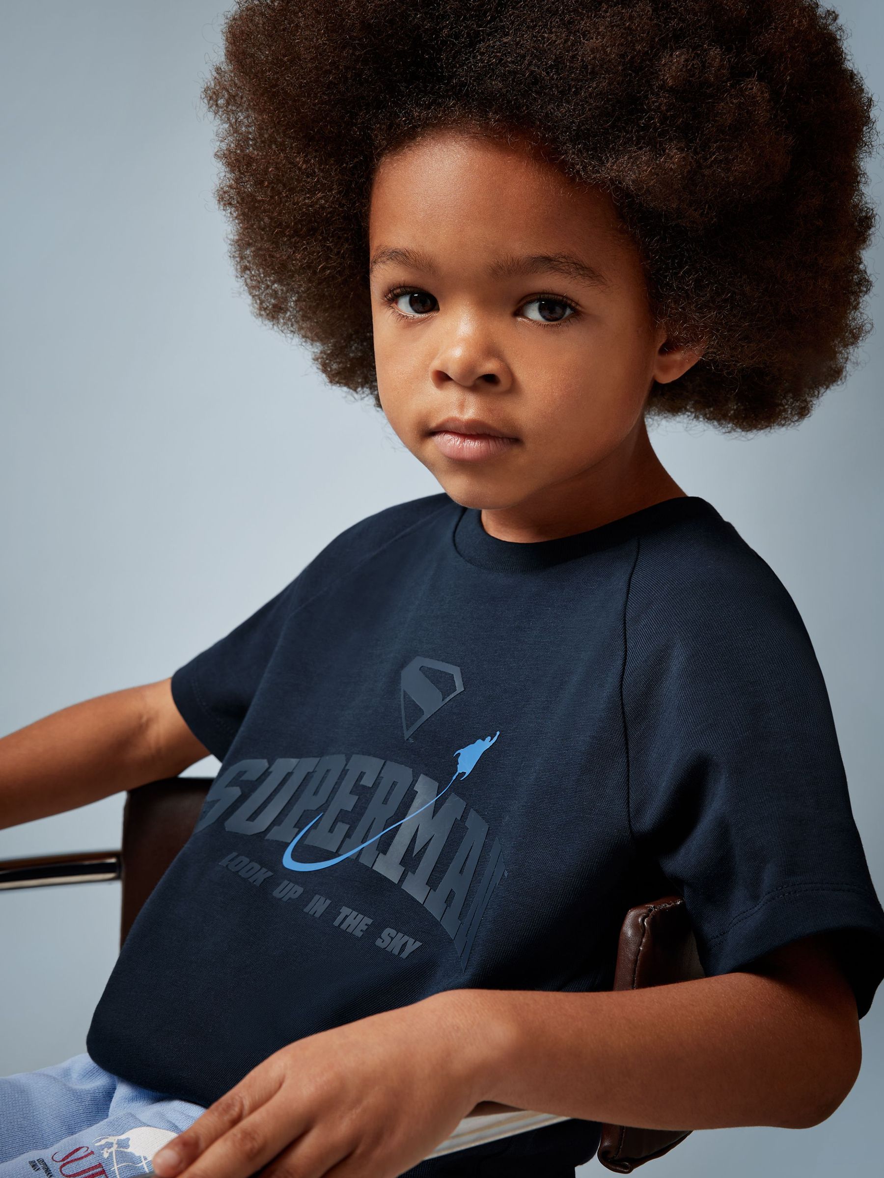 3-9 yrs Superman | Reiss Raglan Logo T-Shirt in Navy Blue (W58371) | £25