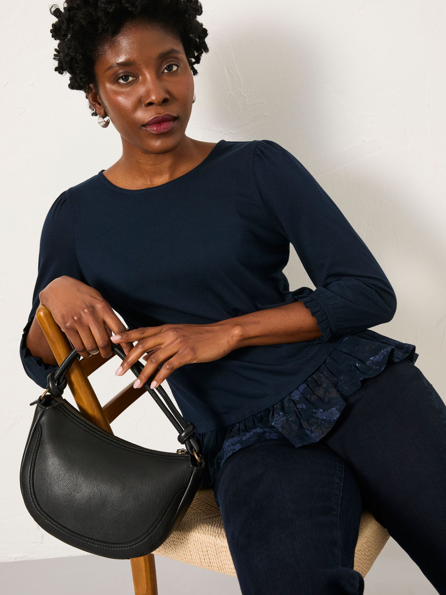 Kai Navy Peplum Top (W58553) | £35