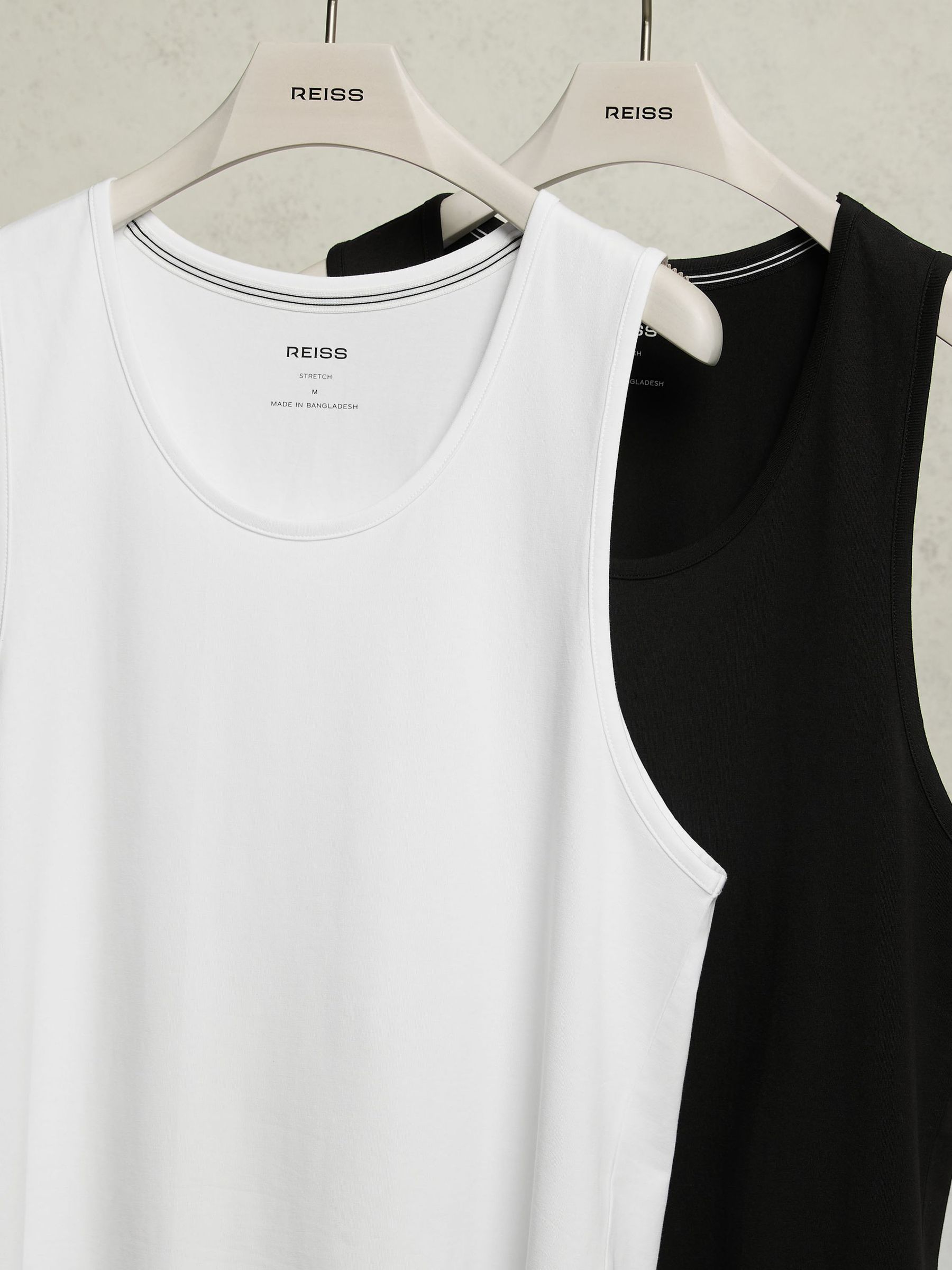 2 Pack Stretch-Cotton Loungewear Vests in White/Black (W58749) | £38