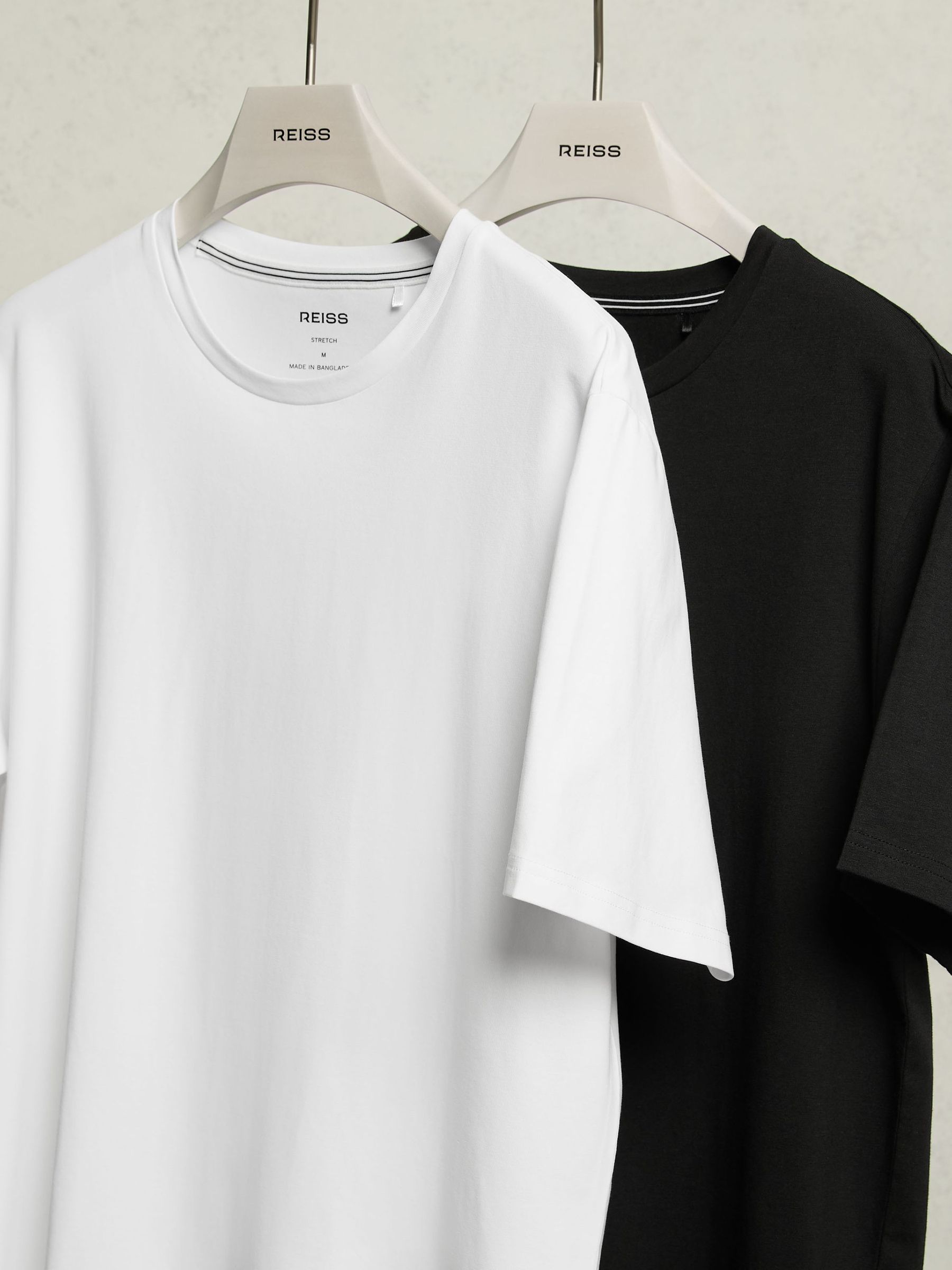 Stretch-Cotton Loungewear T-Shirts 2 Pack in Black/White (W58750) | £48