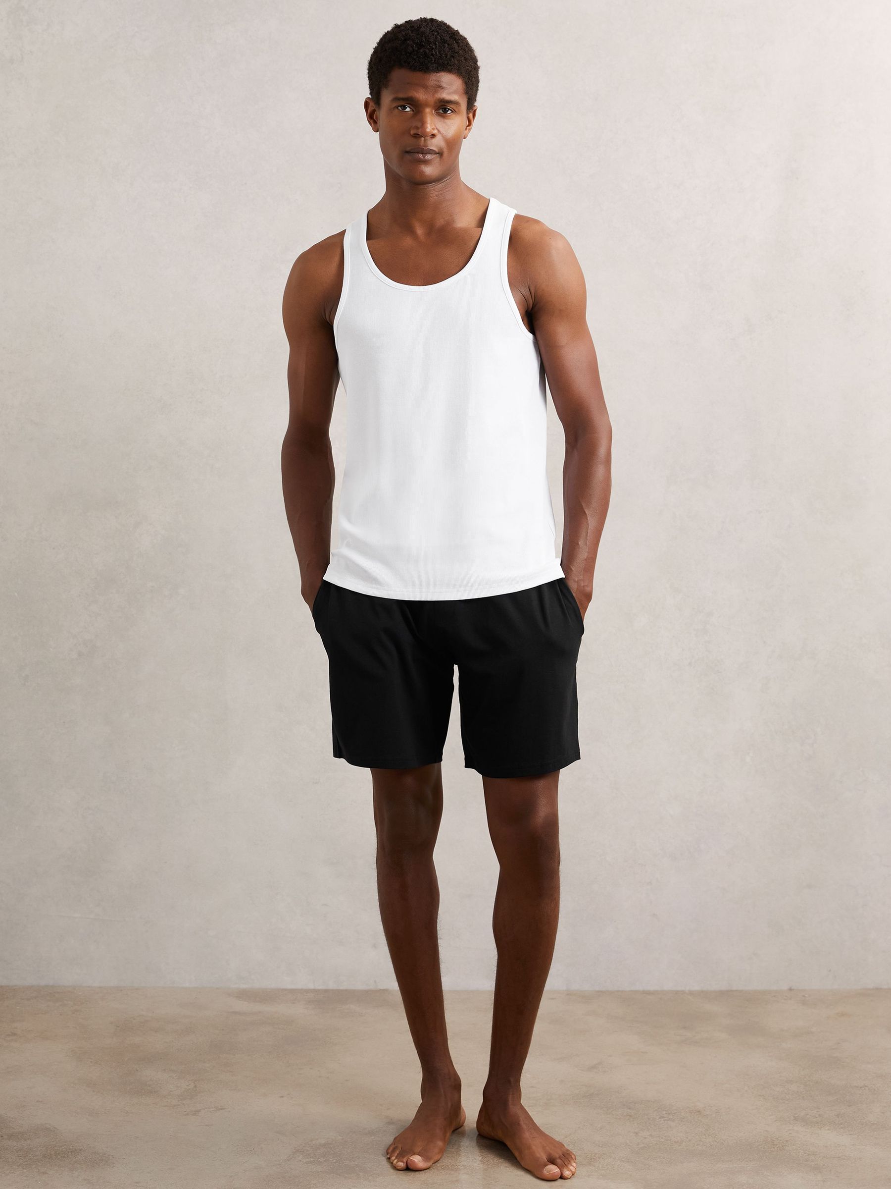 Cotton Jersey Logo-Waistband Shorts with Stretch in Black (W58751) | £38