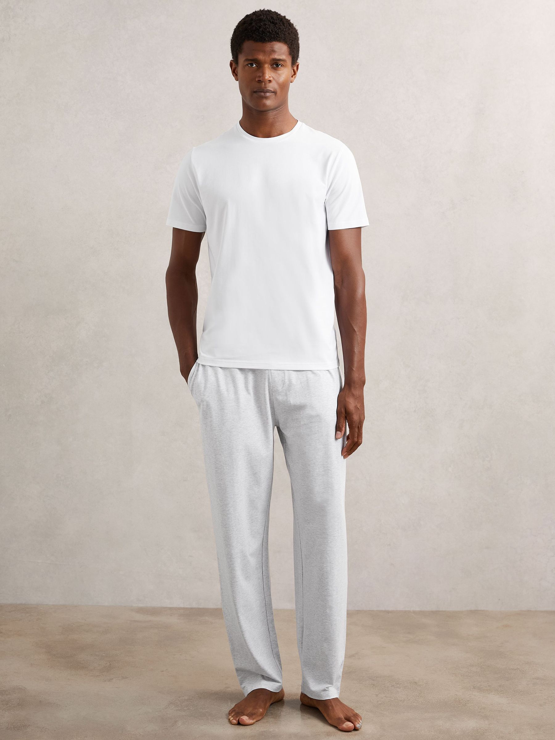 Cotton Jersey Logo-Waistband Joggers with Stretch in Soft Grey (W58792) | £48