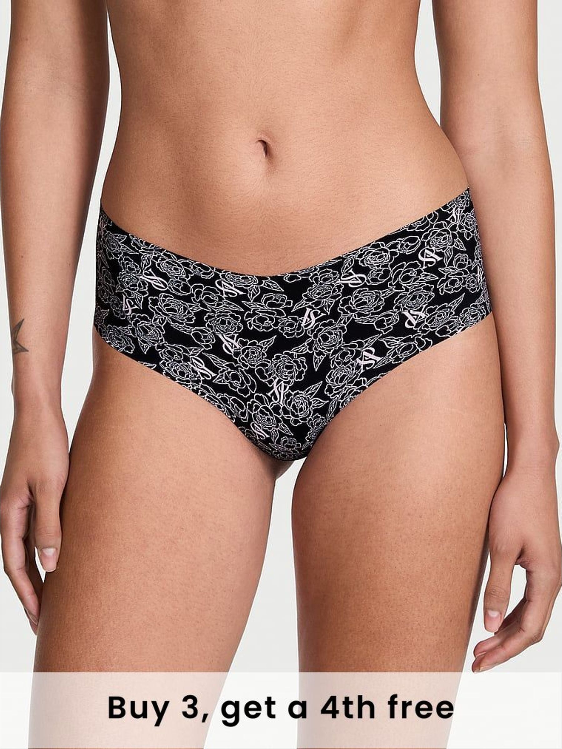Black Sketch Floral Cheeky Print Knickers (W58898) | £9