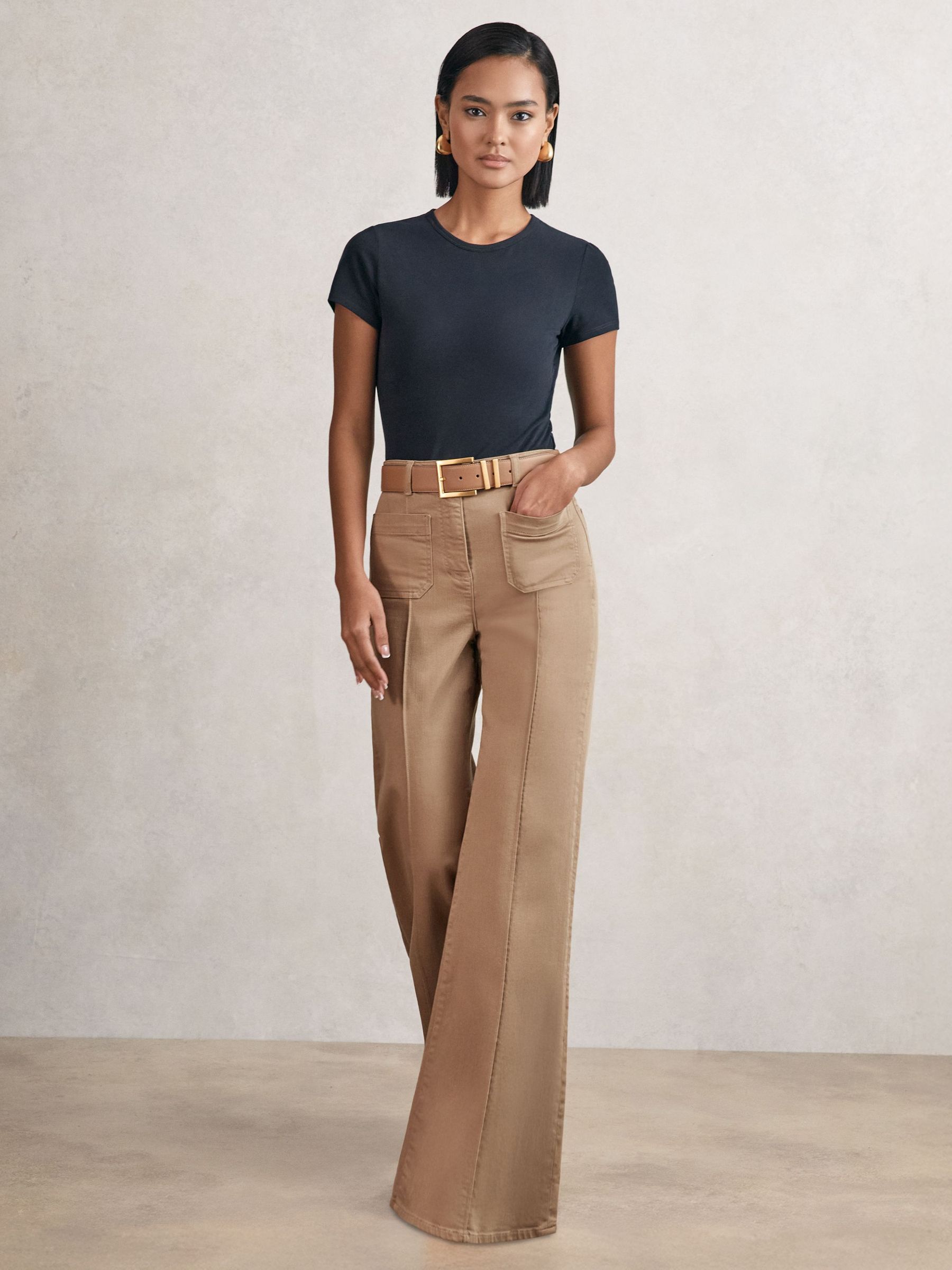Patch Pocket Flared Jeans in Taupe Neutral (W58932) | £158