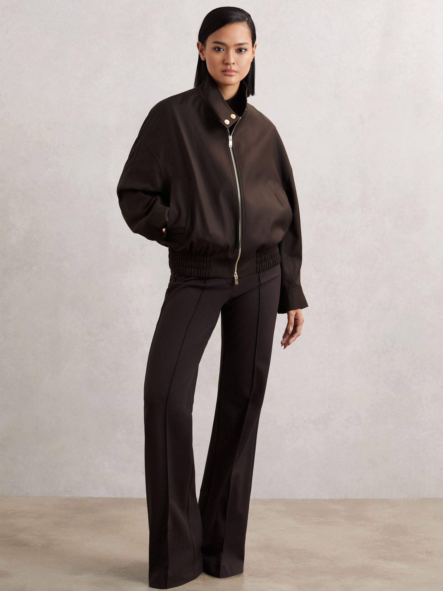 Wool Bomber Jacket in Chocolate Brown (W58937) | £298