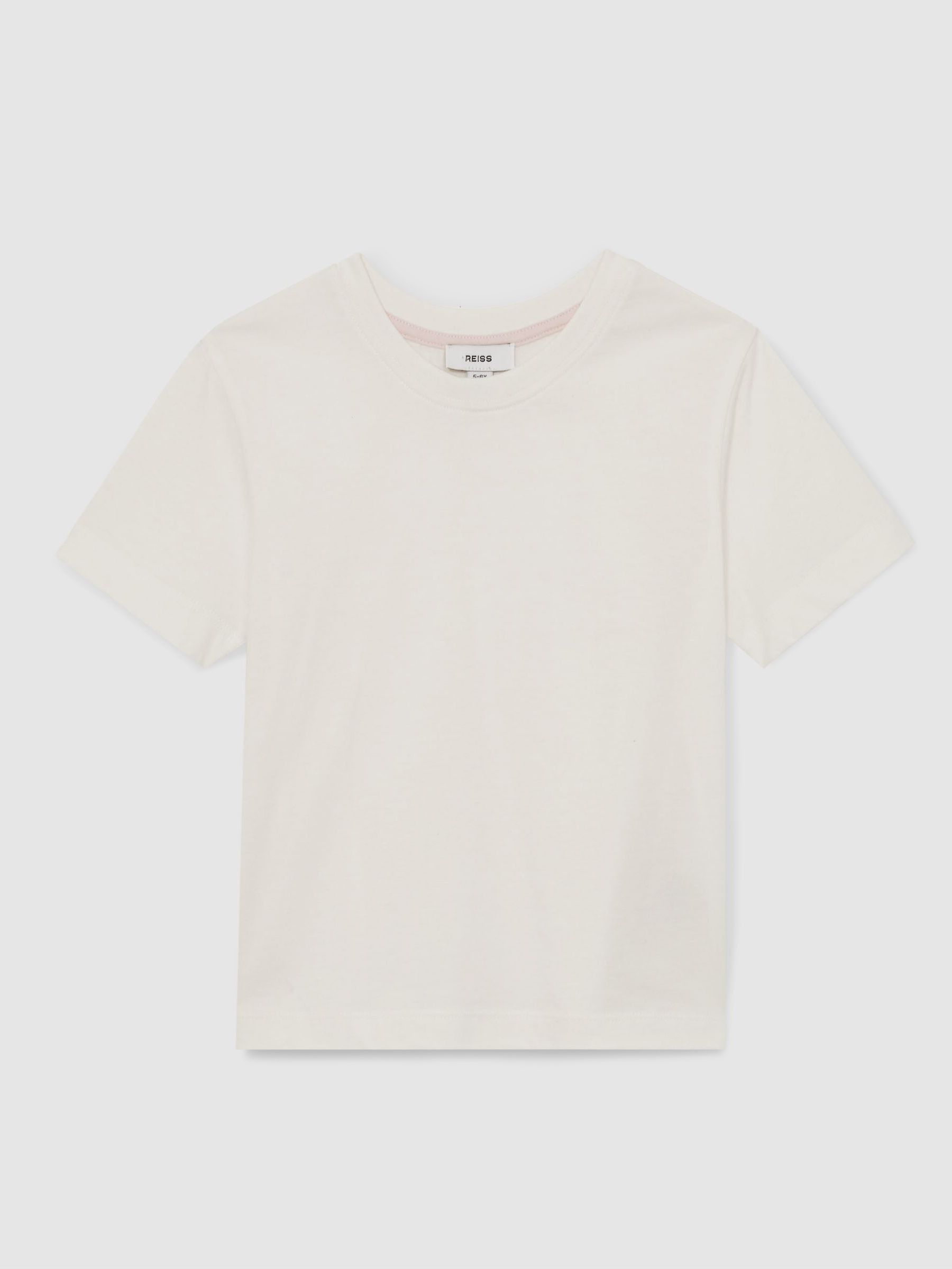 13-14 yrs Cotton Crew-Neck T-Shirt in Ivory (W58954) | £16